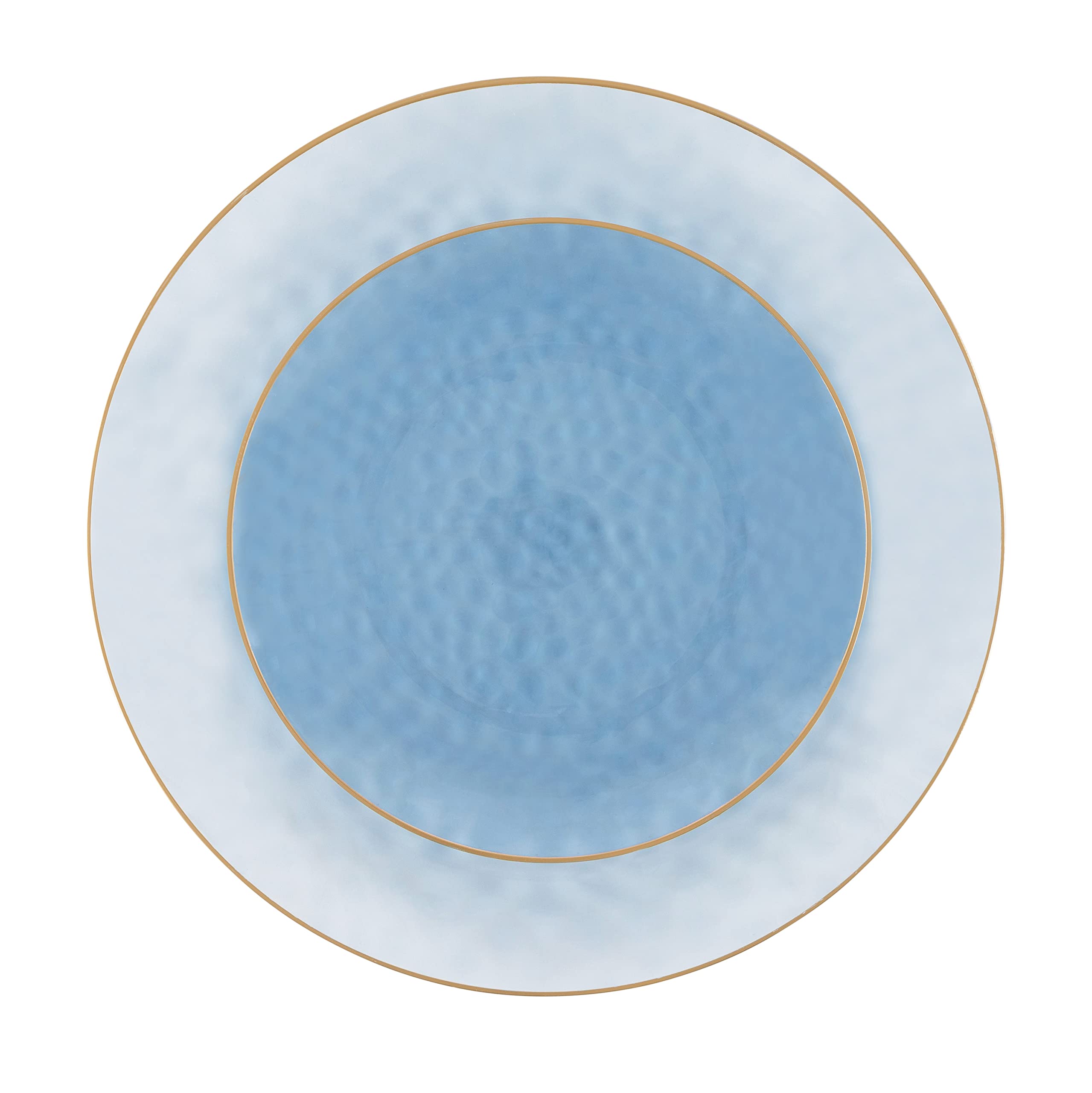 Plasticpro 32-Piece Combo Plates Set - 16 (7-Inch) & 16 (10-Inch) Blue Hammered Plastic Party Plates - Heavyweight Disposable Tableware for BBQs, Picnics, Birthdays & Events