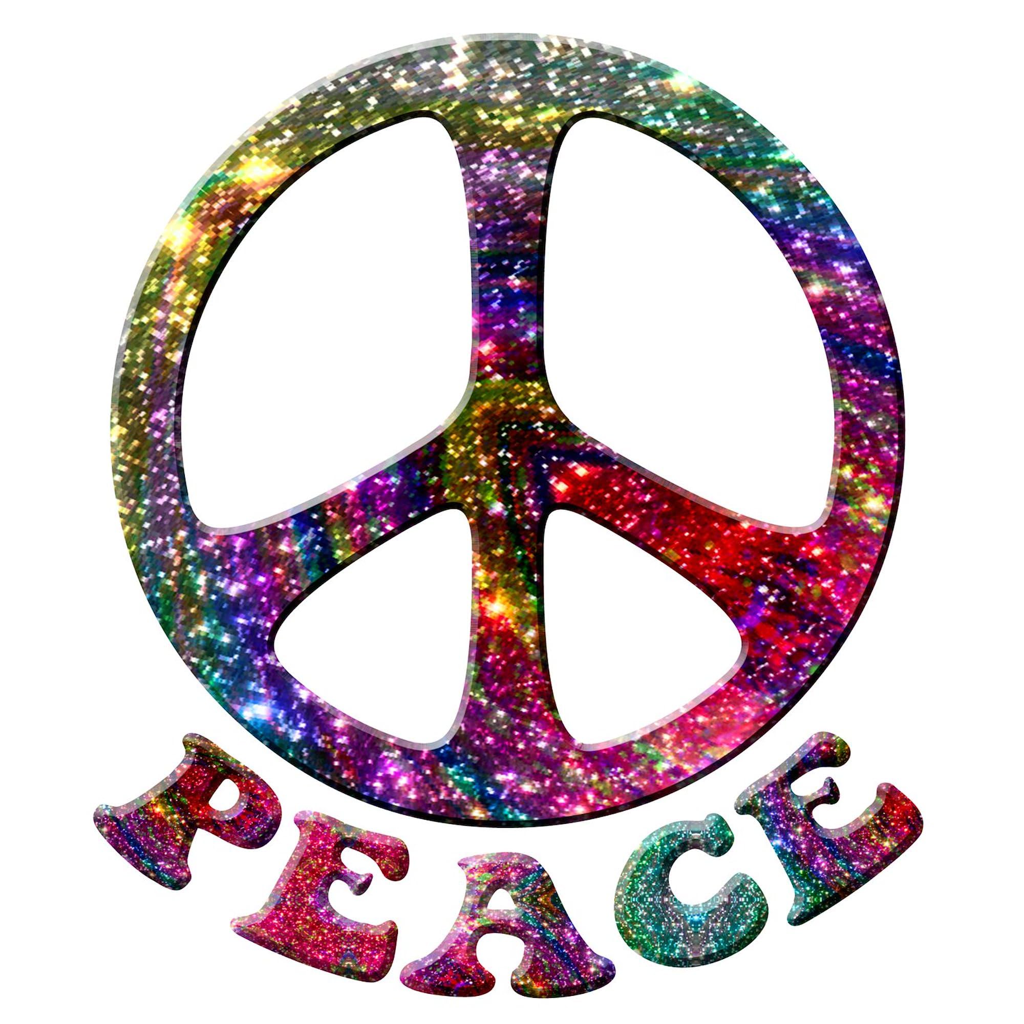 Jeweled Peace Symbol Car Sticker - 3x3 Inch Square Bumper Decal for Cars, Laptops & Windows | Waterproof Vinyl for Outdoor Use