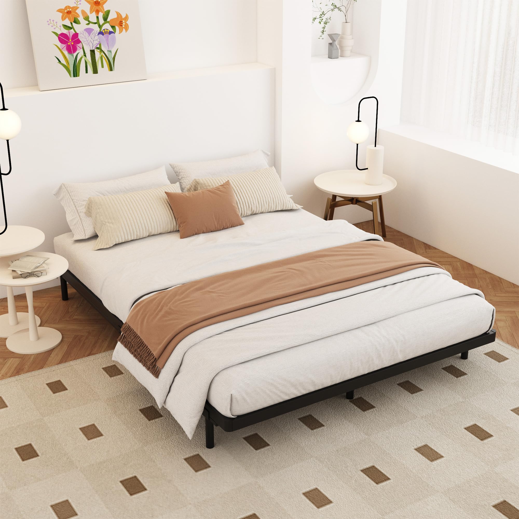 **Queen Size Low Profile 2 Inch Box Spring - Heavy Duty Metal Bed Base & Bunkie Board - Noise-Free Mattress Foundation for Easy Assembly - Black - Perfect for Bunk Beds, Trundle Beds & Platform Frames**