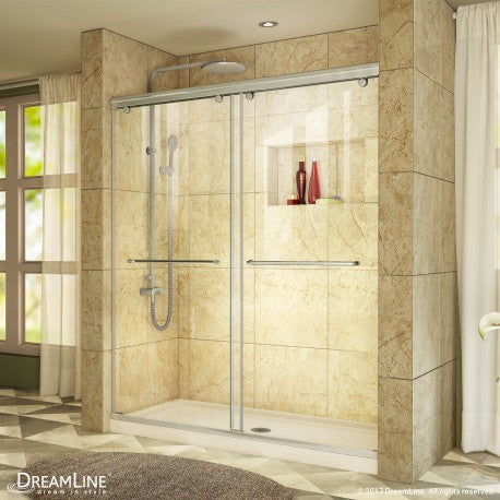 DreamLine Charisma 36x60x78.75 Inch Frameless Bypass Shower Door with Base Kit - Modern Bathroom Upgrade for Small & Large Spaces, Easy Installation for Home & Apartment Renovation