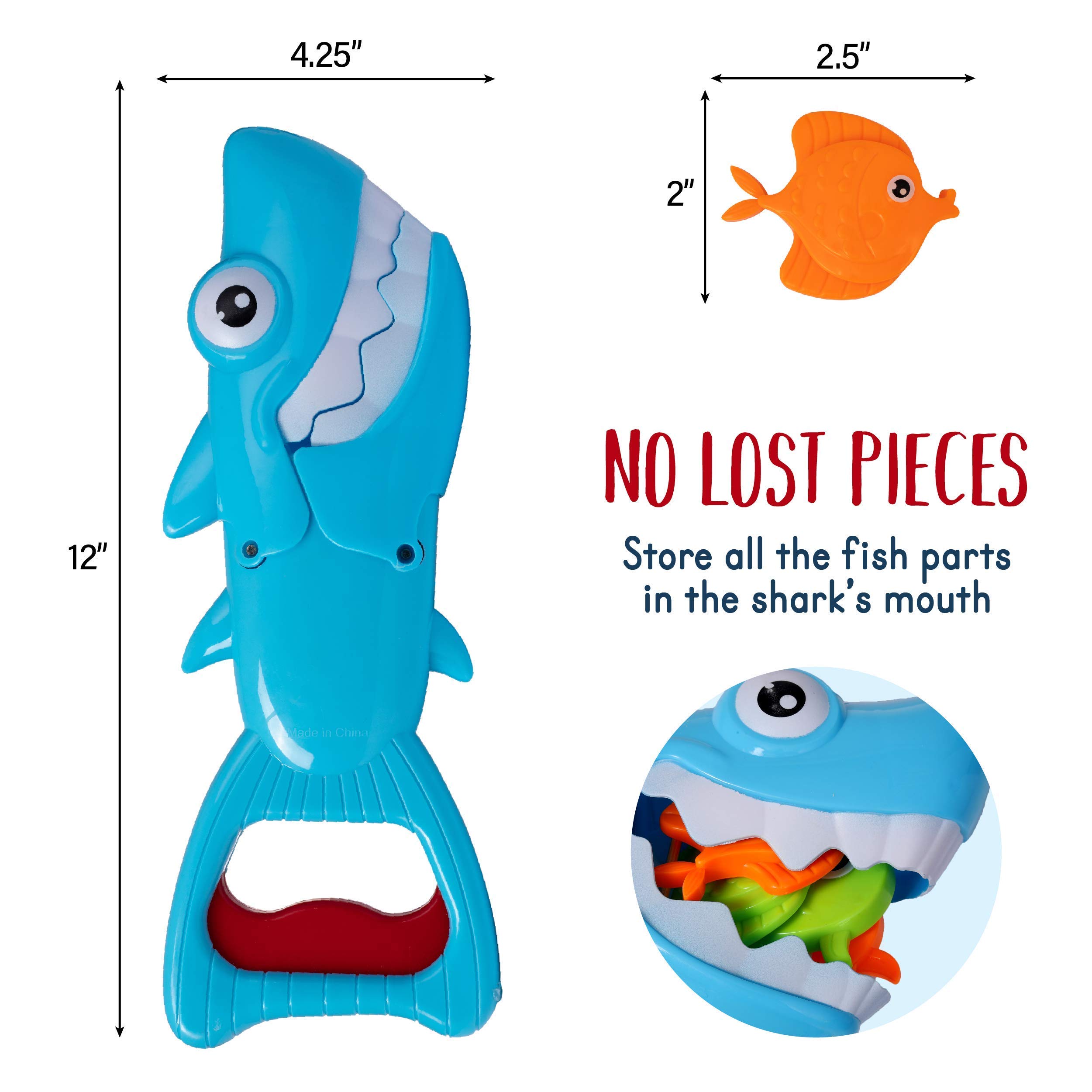 Hoovy Baby Bath Toys Set - Fun Shark Grabber with 4 Toy Fish for Toddlers & Kids - Safe Bathtub Toys for Boys & Girls - Perfect for Bath Time Play & Learning