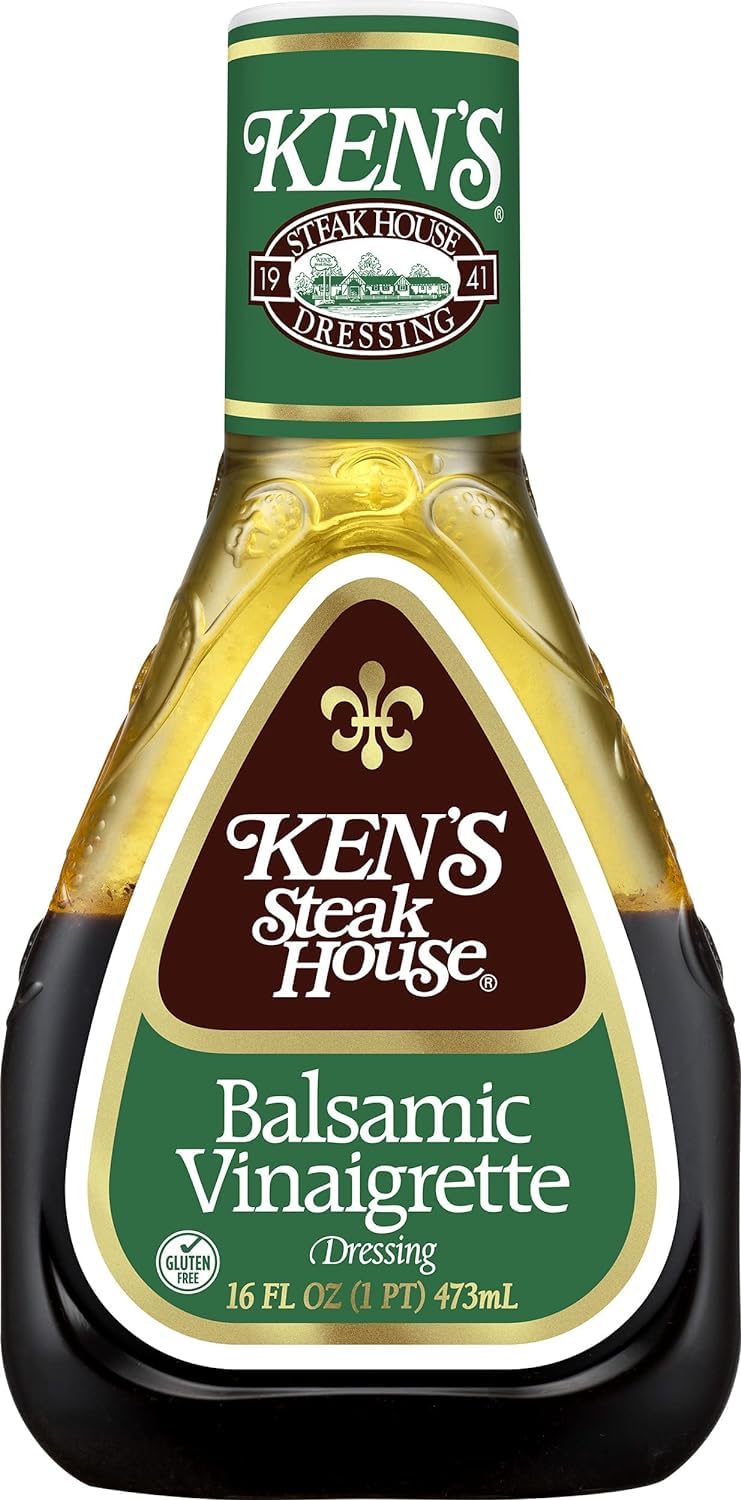 Ken's Steak House Balsamic Vinaigrette Salad Dressing - 16 fl oz (Pack of 2) with V2U Utensil Set | Premium Balsamic Vinegar Dressing for Salads, Marinades & Cooking | Perfect for BBQs, Dinner Parties & Healthy Meal Prep