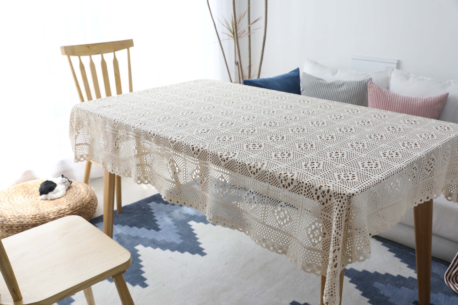 Handmade Crochet Cotton Tablecloth 55