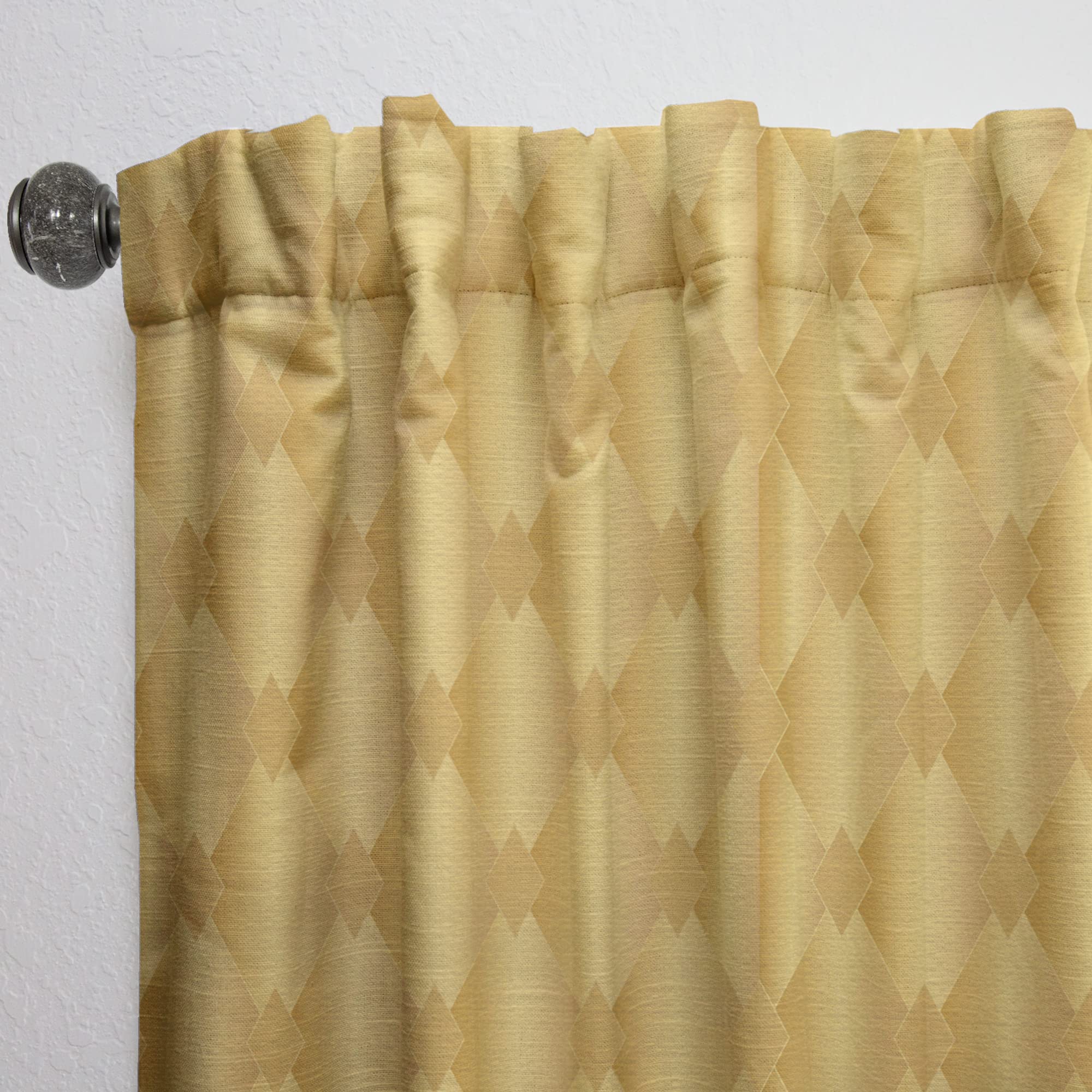 DesignQ Golden Geometric Blackout Curtains - Thermal Insulated Single Panel (52x95 inches) for Bedroom & Living Room - Modern Window Drapes for Home Decor, Privacy & Light Control
