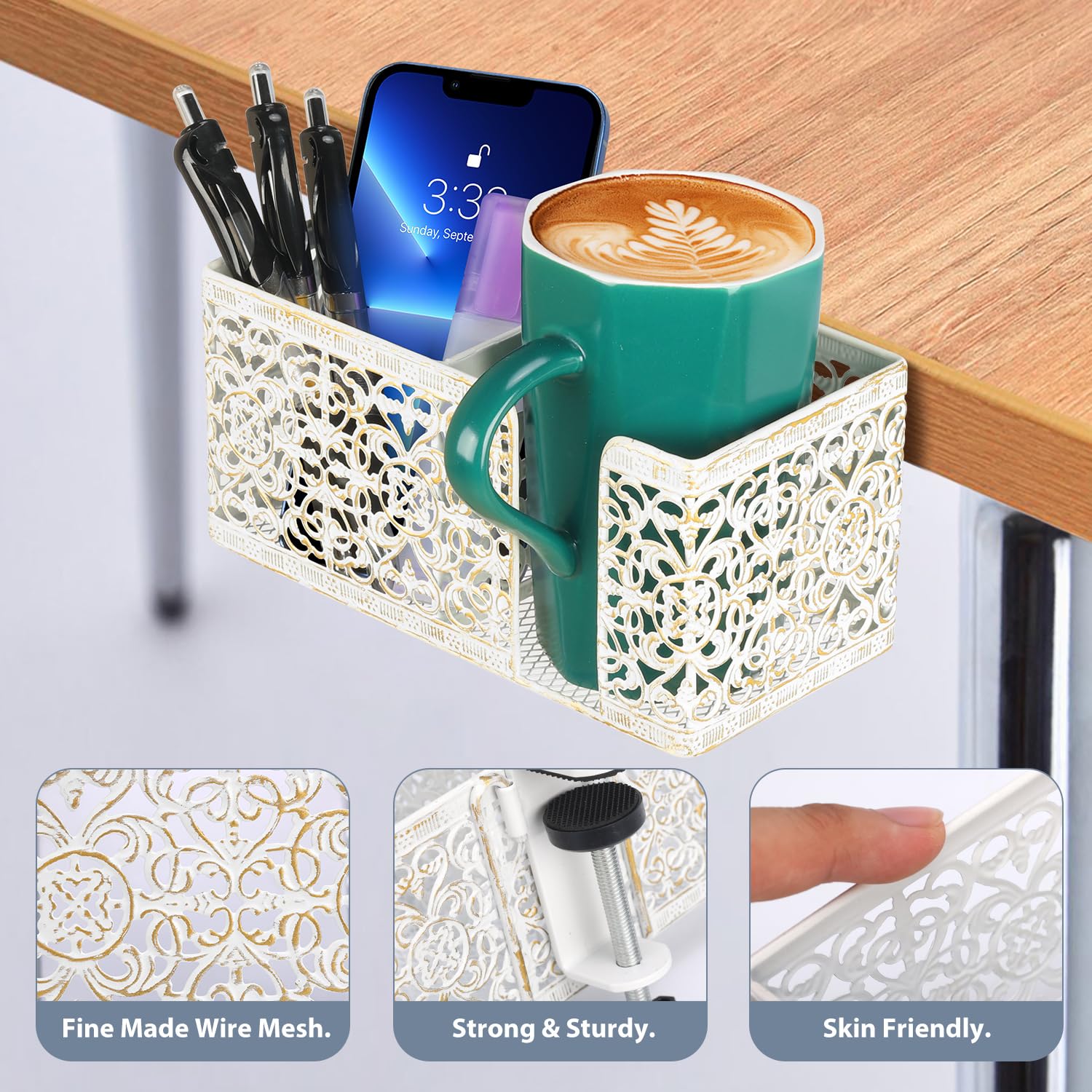 Multifunctional Desk Organizer with Clip, Cup Holder, Pencil Storage & Phone Stand - Perfect for Office, School, Home & Dorm Room Organization