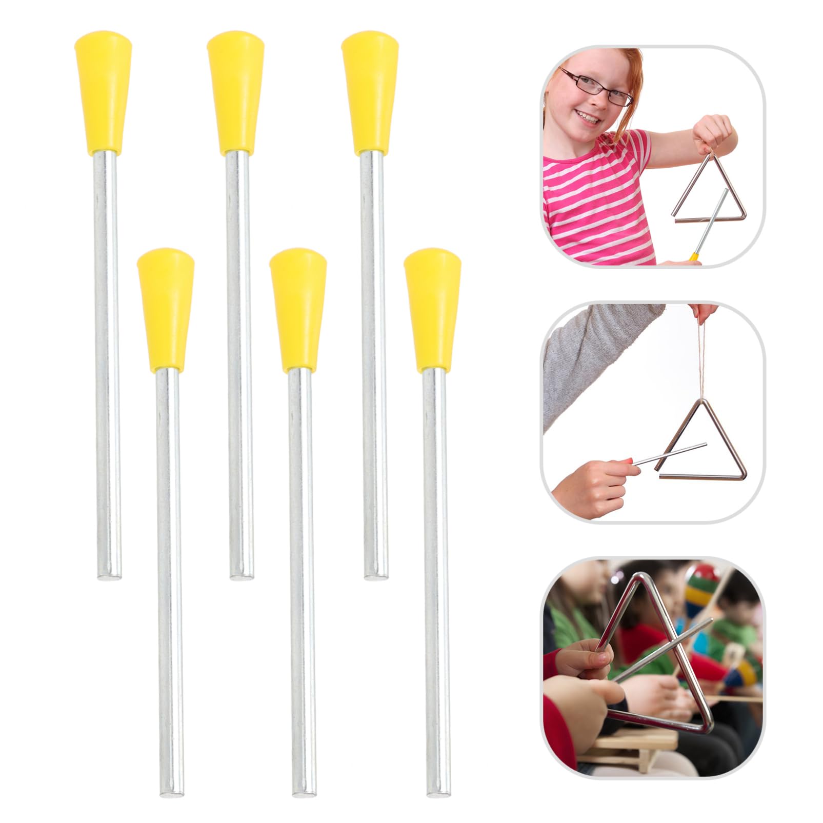 10-Piece Triangle Iron Percussion Sticks Set - Musical Instrument Mallets & Beaters for Kids - Durable Iron & Plastic Construction - Perfect for Music Education, Classroom Activities & Children's Percussion Practice