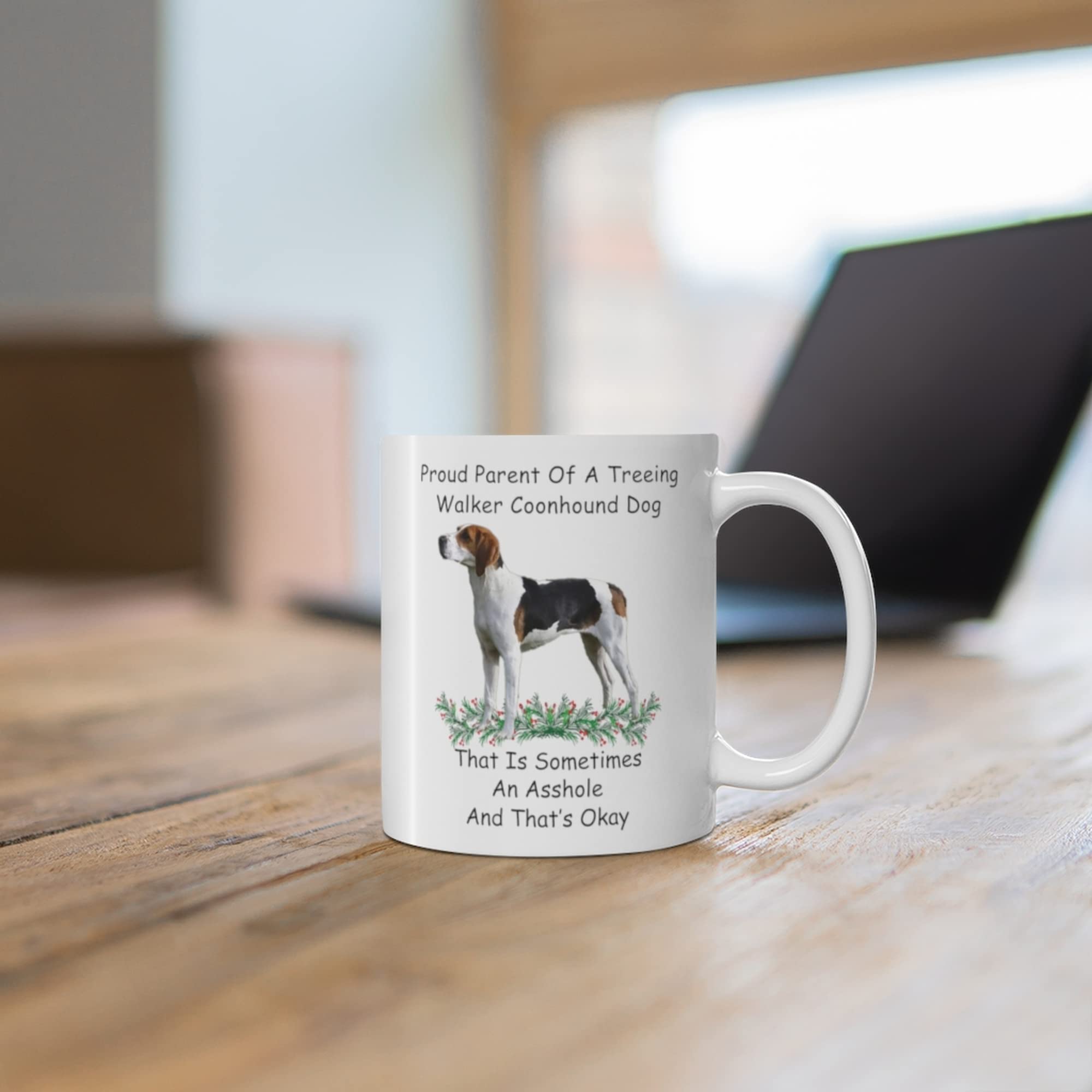 Funny Tri-Color Treeing Walker Coonhound Proud Parent Gift - 11oz White Ceramic Coffee Mug for Dog Lovers - Perfect for Christmas 2024, Housewarming, Office Use & Daily Morning Coffee