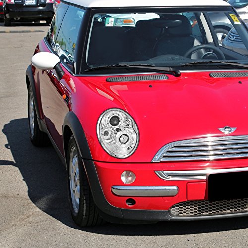 Chrome Clear Halo Projector Headlights Compatible with 2001-2005 Mini Cooper - High Performance LED Lights for Night Driving & Custom Car Upgrades