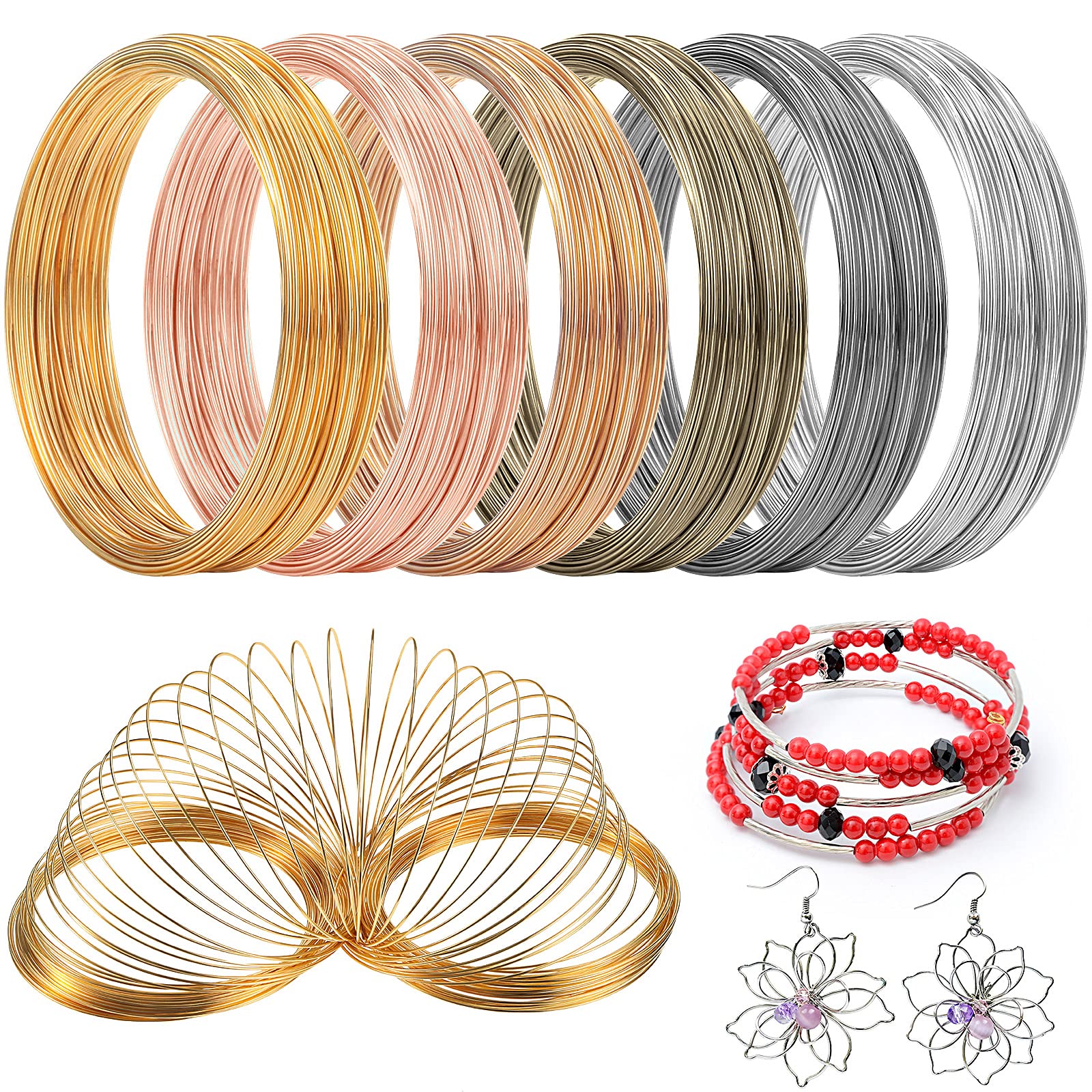Premium Jewelry Memory Wire - Stainless Steel Beading Wire for Necklace, Bracelet & Earring Making - DIY Craft Supplies (600 Pieces, Multicolor) - Perfect for Handmade Jewelry & Gift Projects