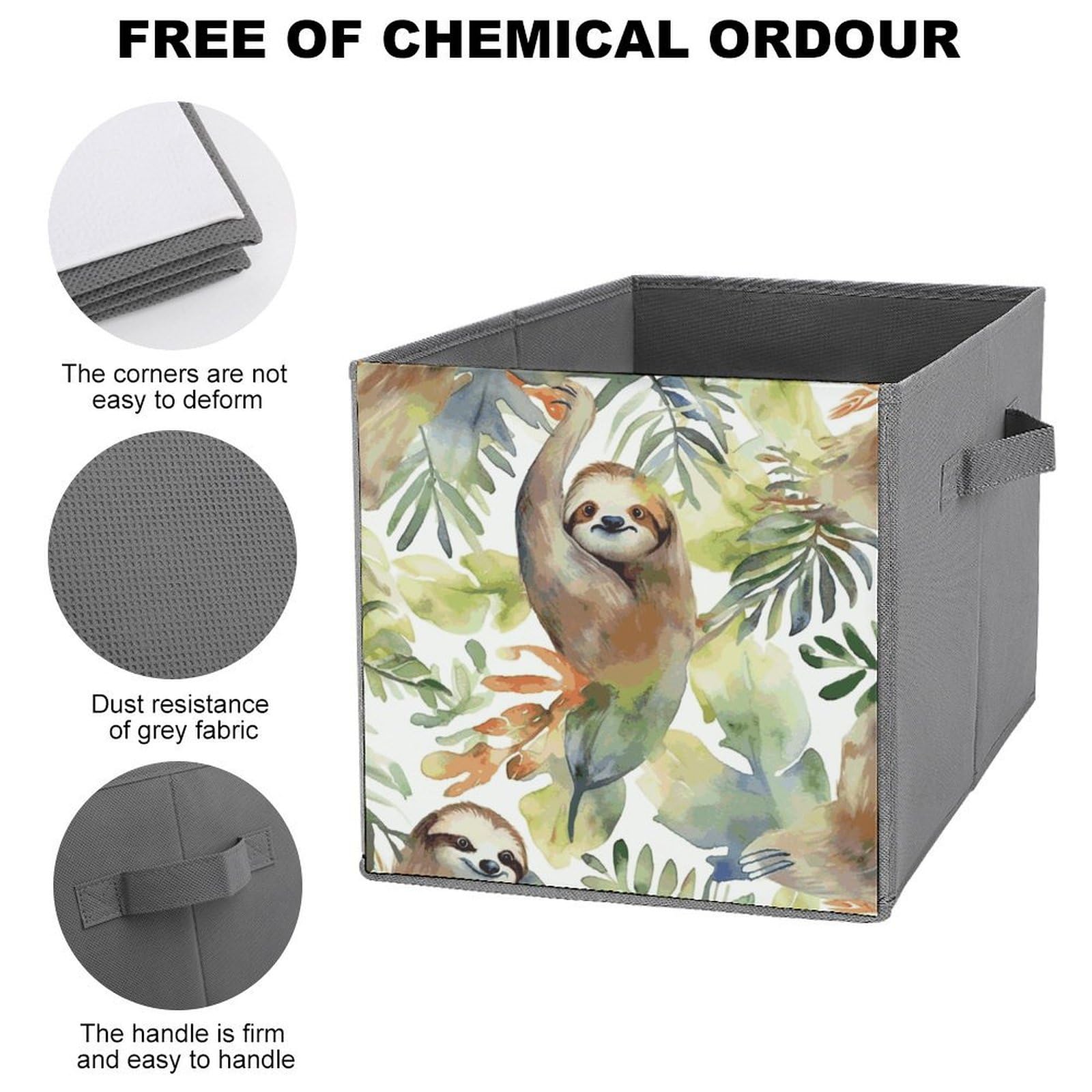 Waterproof Sloth Print Storage Baskets - 2 Pack Foldable Fabric Bins for Home Organization, Kids Room & Closet Storage | Perfect for Toys, Laundry & Blankets