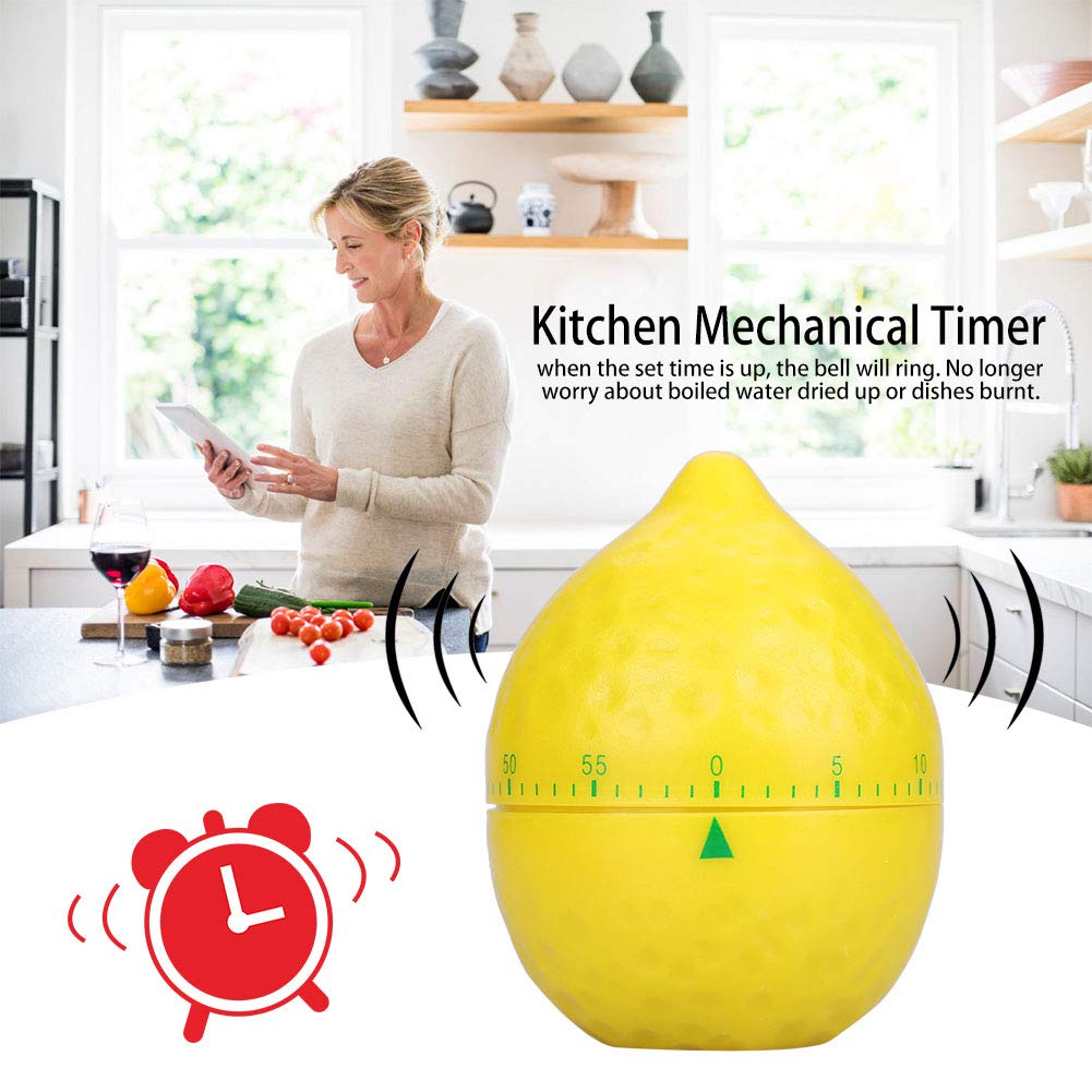 Lemon-Shaped Kitchen Timer - 60 Min Mechanical Cooking Timer for Baking & Boiling Eggs