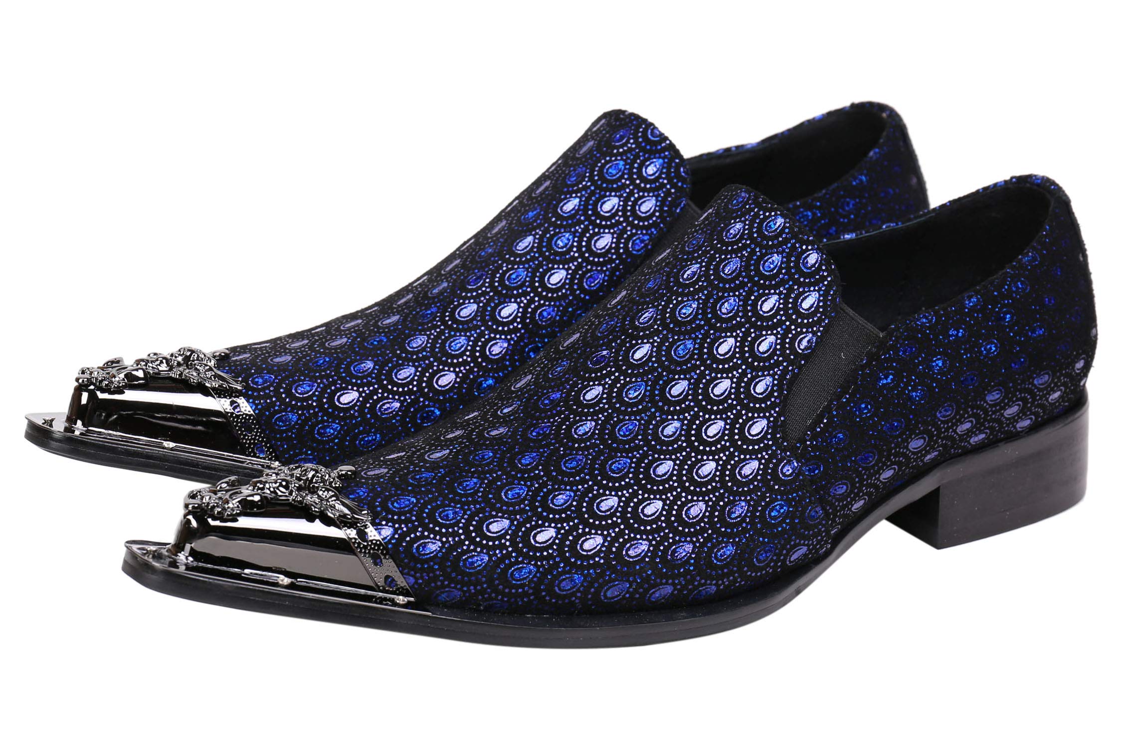 **Santimon Men's Loafers - Pointed Toe Sparkling Leather Dress Shoes with Metal Tip for Western Style & Casual Wear | Perfect for Parties, Weddings & Office**