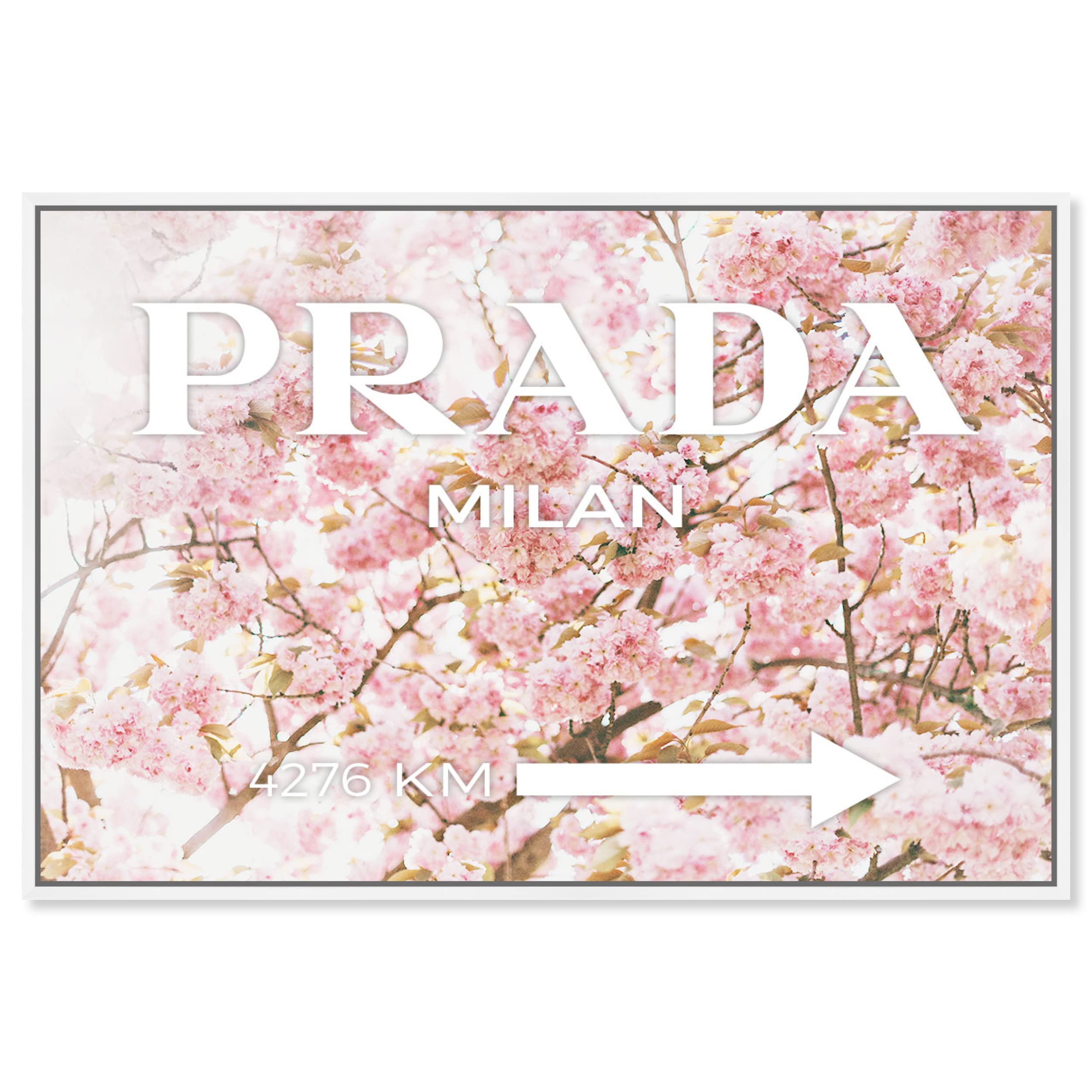 Oliver Gal Artist Co. 'Milan Sakura' Framed Wall Art - 30x20 Inch Pink & White Fashion Canvas Print for Home Décor | Perfect for Living Room, Bedroom & Office Decoration