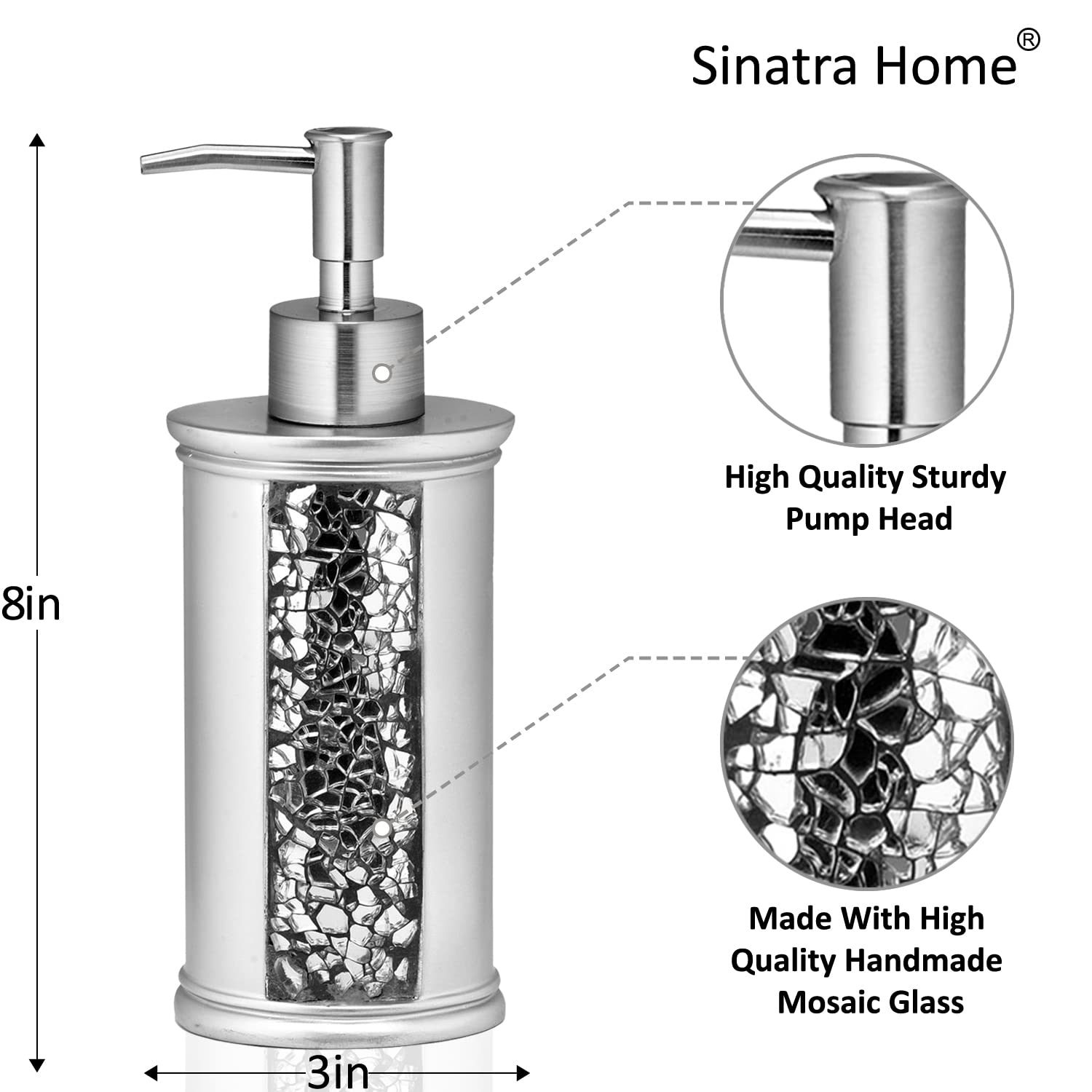 Premium Silver Bath & Body Lotion Pump Dispenser - Elegant Sinatra Style for Spa, Salon & Home Use