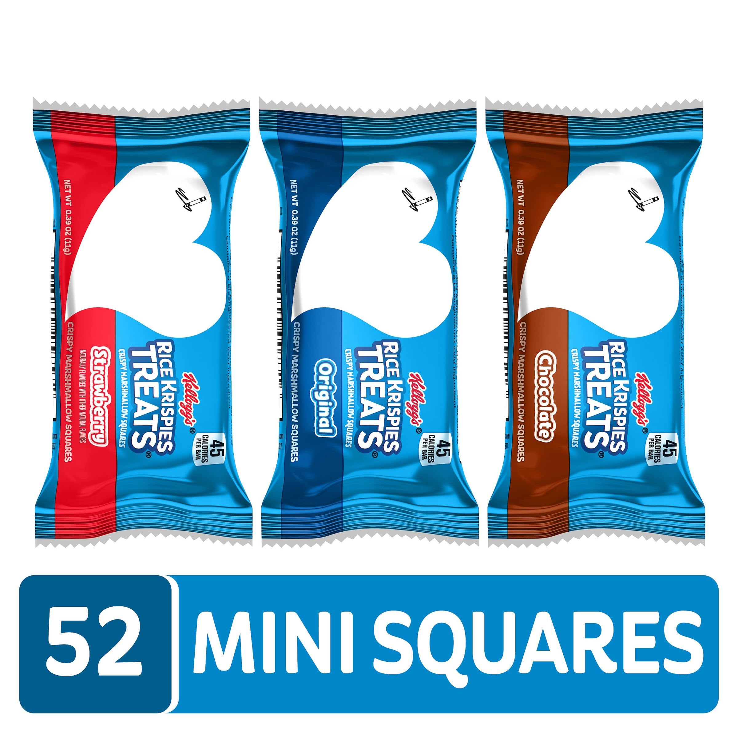Kellogg's Rice Krispies Treats Mini Crispy Marshmallow Squares - Variety Pack (52 Bars, 20.1oz) - Kids Lunch Box Snacks, After School Treats & Party Favors - Perfect for School, Picnics and Birthday Parties