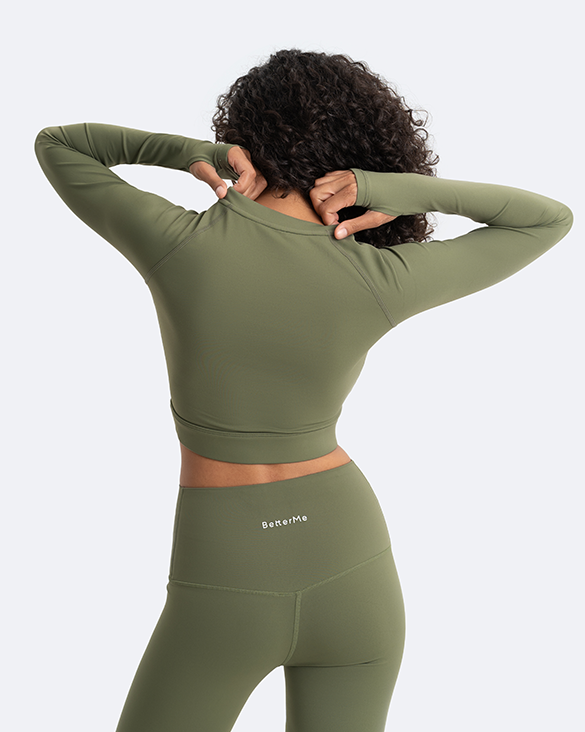 Women's Cropped Long Sleeve Shirt - Slim Fit Workout Top for Yoga & Gym - Creating Power Within - Perfect for Fitness, Running & Casual Wear