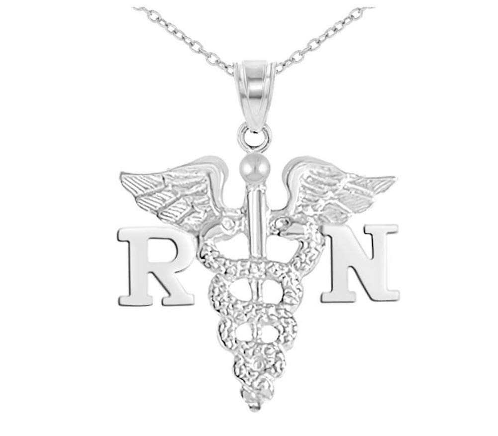 Sterling Silver Registered Nurse RN Charm Necklace - Perfect Gift for Nurses, Graduation & Appreciation - Elegant Jewelry for Healthcare Professionals
