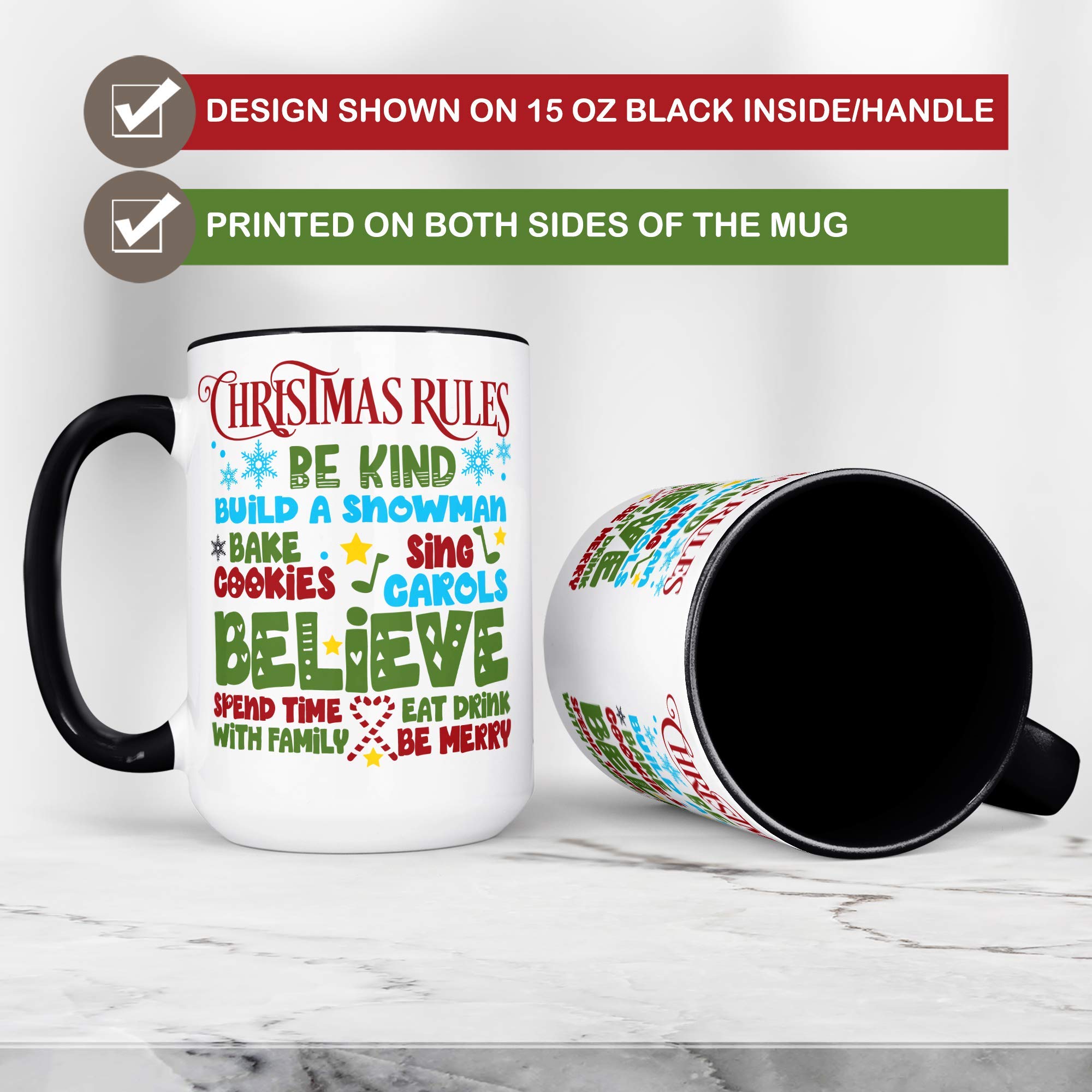 Christmas Coffee Mug - Build a Snowman, Be Kind, Believe, Xmas Cookies Design - Microwave & Dishwasher Safe Ceramic Cup - Perfect for Holiday Gifts, Office Use & Cozy Winter Mornings