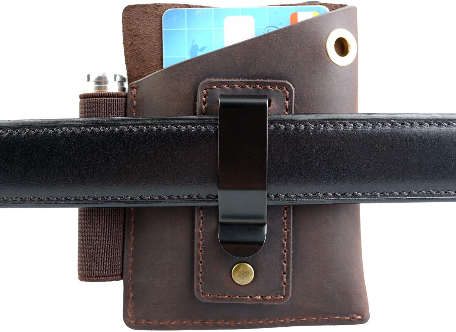 Viperade PJ12 Leather EDC Pocket Organizer - Belt Holster for Multitool, Flashlight & Knife with Pen Loop & Clip | Perfect for Outdoor, Camping & Everyday Carry (EDC) Gear Organization