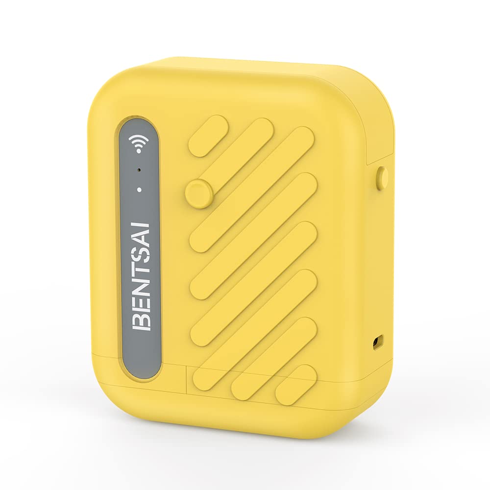 BENTSAI B10 Mini Handheld Wireless WiFi Printer - Portable Inkjet Printer for DIY, Tshirt Printing, QR Codes & Photos | Compatible with iOS/Android | Home, Office & Craft Use (Yellow)