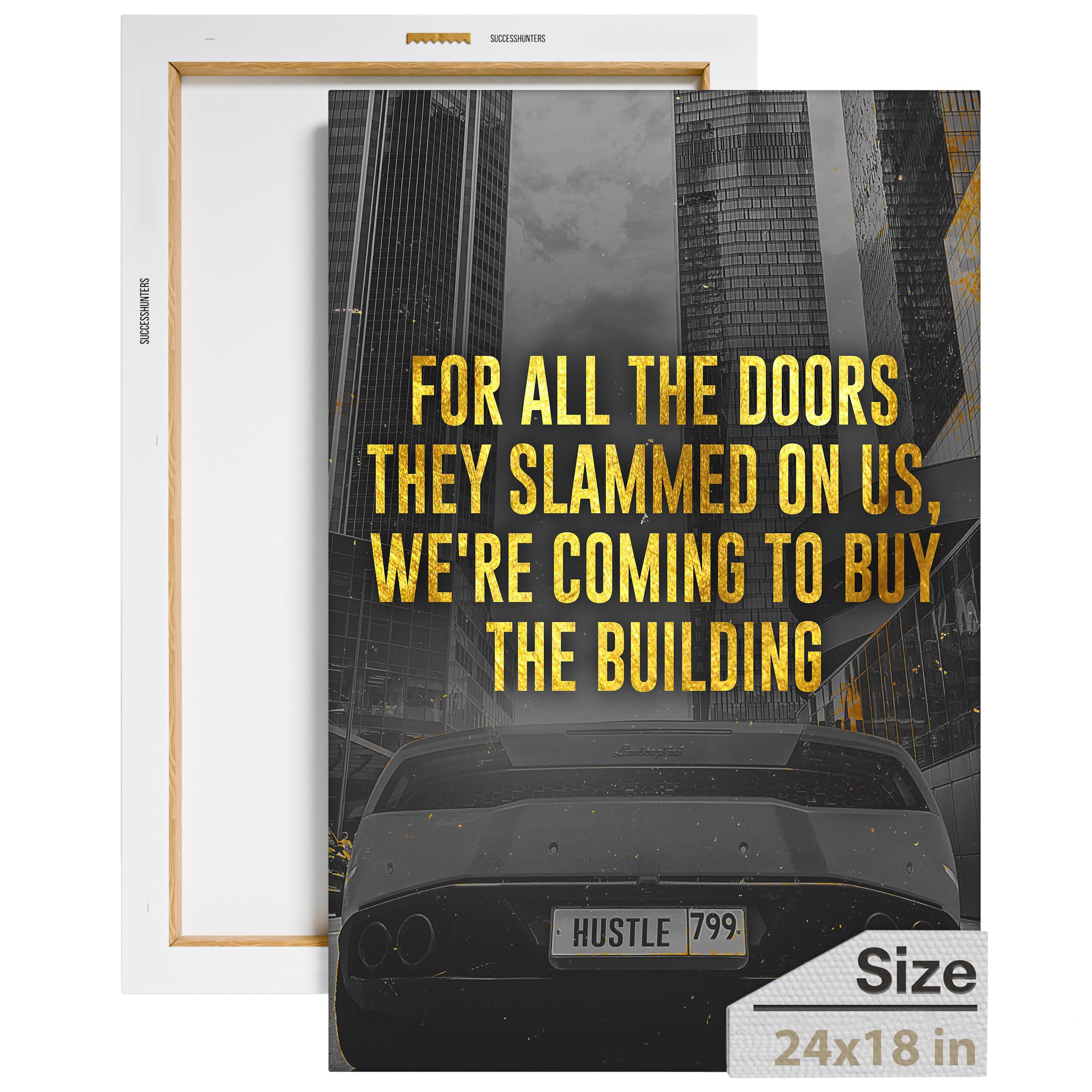 Motivational Supercar Wall Art Canvas - Lamborghini Sports Car Poster for Office & Home Decor (24x18 in) - Inspirational Automotive Art for Car Enthusiasts | Perfect for Living Room, Bedroom & Man Cave