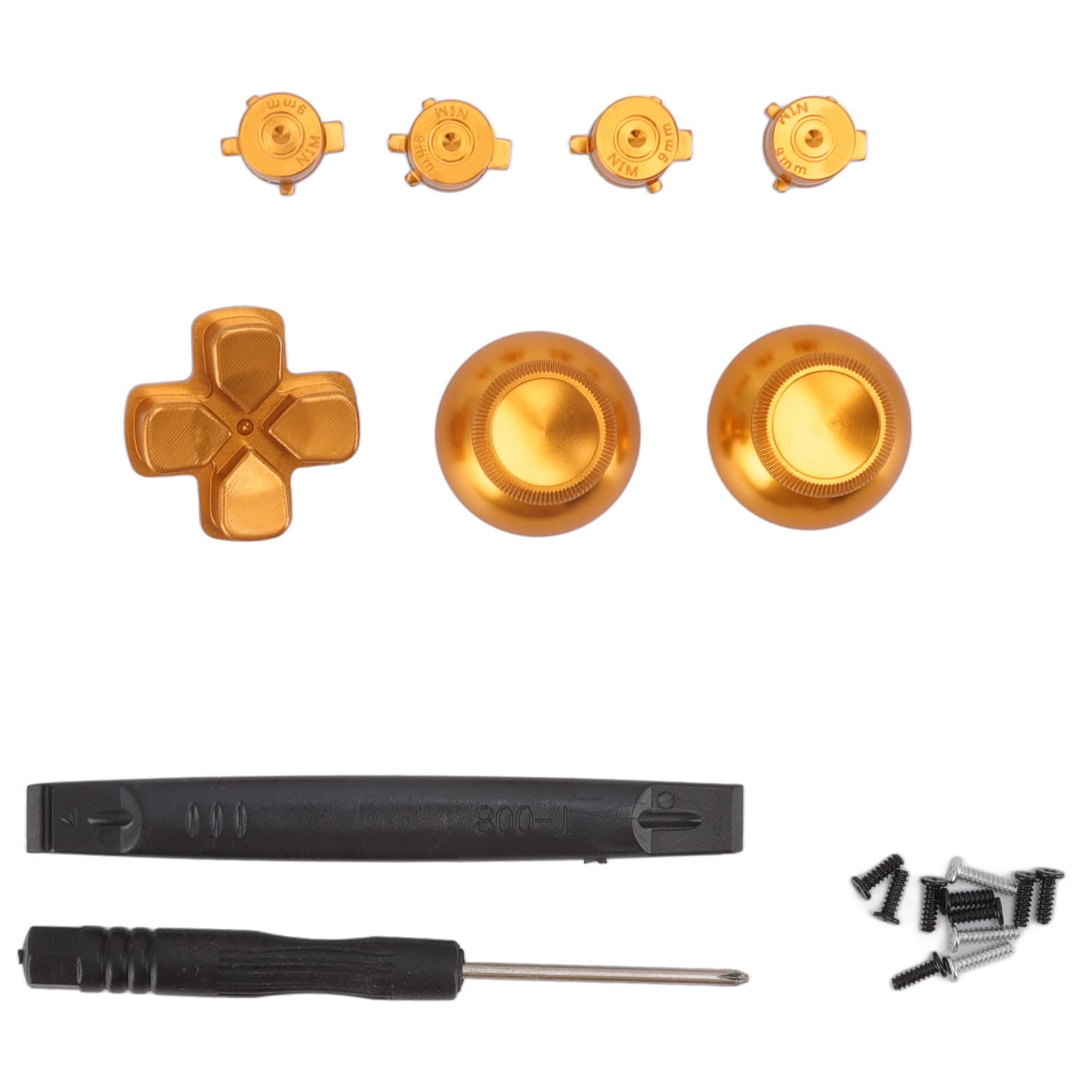 Pomya PS5 Controller Buttons Kit - Gold Alloy D-Pad for Gaming Repair