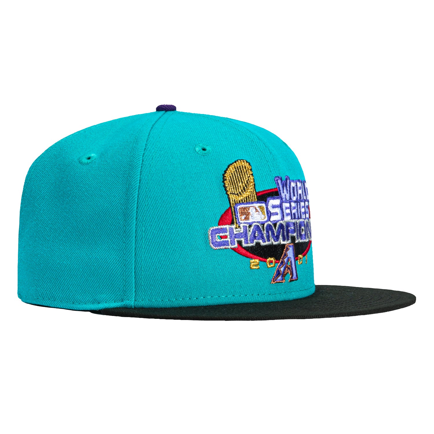 New Era 59Fifty Arizona Diamondbacks 2001 World Series Snapback Hat - Teal & Black - Official MLB Baseball Cap for Fans & Collectors - Perfect for Games, Tailgating & Streetwear Fashion