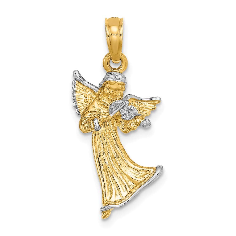 14K Yellow Gold Two-Tone 3D Violin Charm Pendant - 25mm x 13mm - Perfect for Musicians, Music Lovers & Jewelry Collectors - Great Gift for Violinists & Orchestra Members