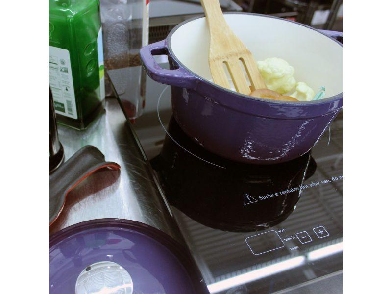 BergHOFF Neo 4-Piece Cast Iron Cookware Set - Purple Fry Pan, Grill Pan & Dutch Oven for Stovetop, Oven & Outdoor Cooking | Durable Kitchen Essentials for Searing, Grilling & Braising