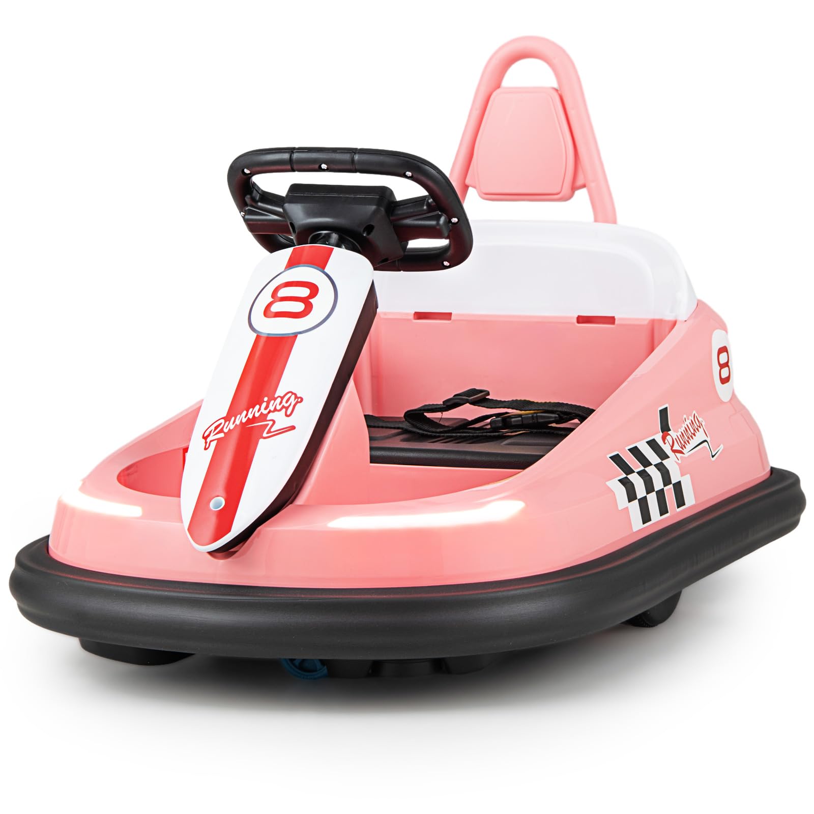 HONEY JOY 6V Battery Powered Toddler Bumper Car with Steering Wheel, Lights & Horn - 360 Degree Spin Electric Ride-On Toy with Music for Boys & Girls (Pink) | Perfect for Indoor Playrooms, Birthday Gifts & Outdoor Backyard Fun