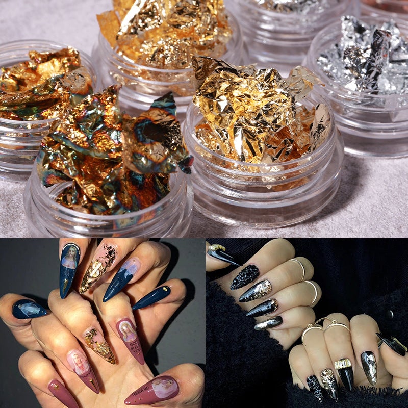 Nail Art Leaf Foil - Metallic Decorative Foils for DIY Nail Designs - Perfect for Salon, Home Manicures & Nail Art Enthusiasts