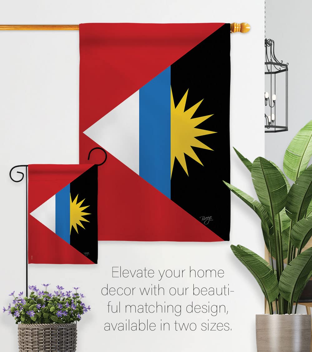Antigua & Barbuda Flag Set 28x40in w/Pole - Home & Garden Decor