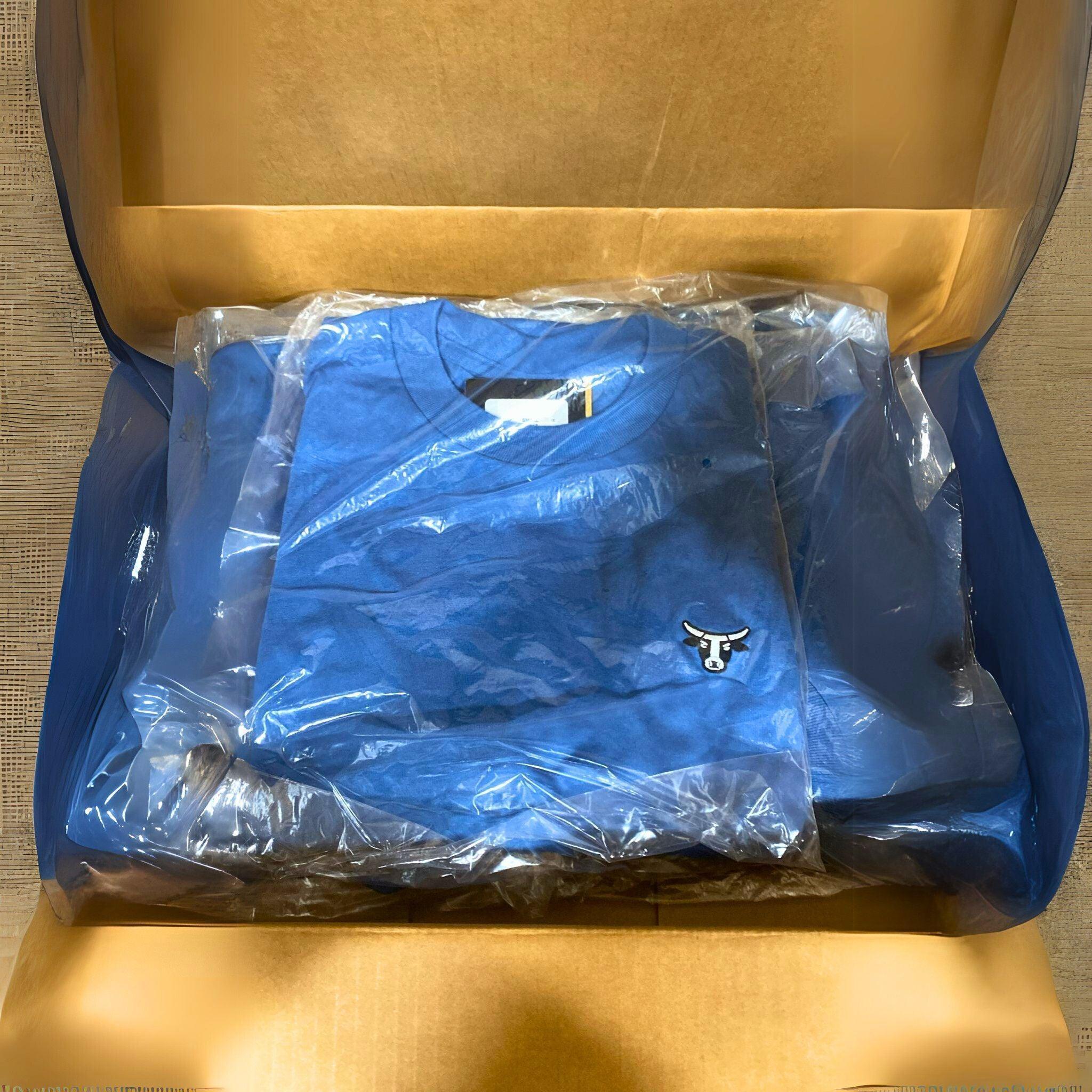 Hanes Beefy-T Short Sleeve T-Shirt - Denim Blue - Bulk Pack of 60 (Sizes S 34-36) - Comfortable Cotton Crewneck Tees for Work, Casual Wear & Uniforms