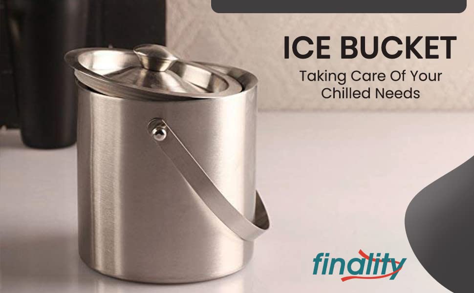 Premium Double Walled Stainless Steel Ice Bucket with Lid & Ice Tongs - 1 Liter Capacity, Keeps Ice Cold for 6+ Hours - Perfect for Cocktails, Parties, Outdoor Events & Home Bar Use