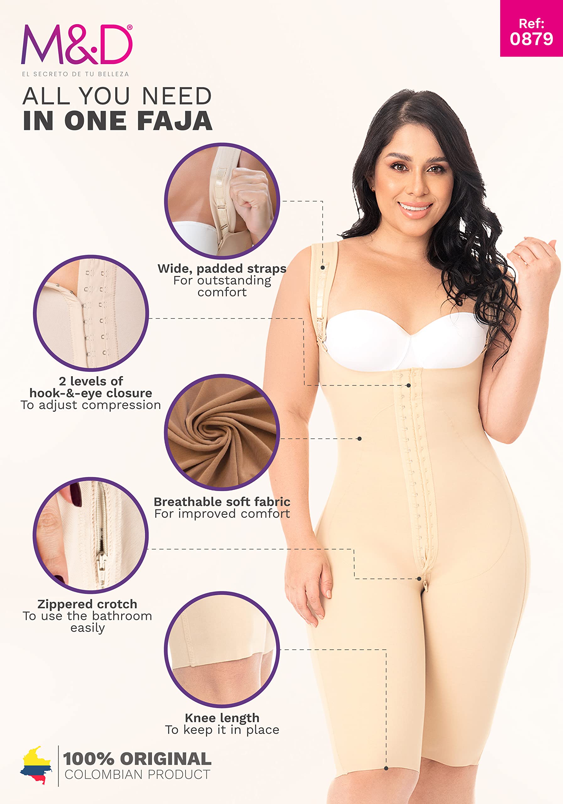 Post Surgery Stage 2 BBL Compression Garment - Colombian Fajas Shapewear for Women | Post OP Recovery, Body Contouring & Waist Training | Perfect for Tummy Control, Liposuction & Brazilian Butt Lift Recovery