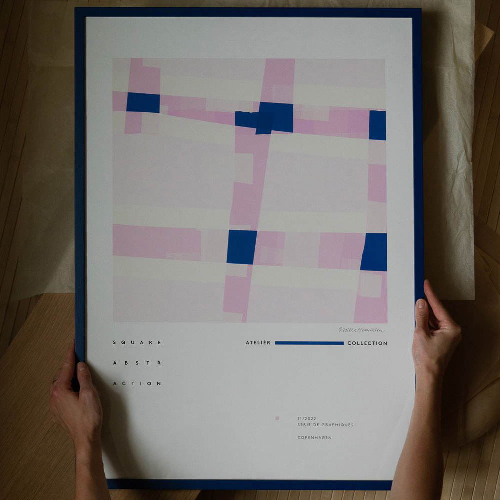 THE POSTER CLUB Mille Henriksen Square Abstraction Art Print - 50x70cm Modern Wall Decor for Living Room, Bedroom & Office