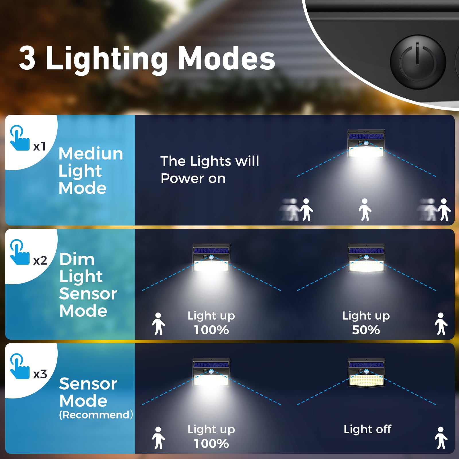6 Pack Solar Outdoor Lights with Motion Sensor - Waterproof Solar Security Lights with 3 Lighting Modes for Garden, Fence, Yard, Deck - Perfect for Pathway, Patio & Backyard Lighting