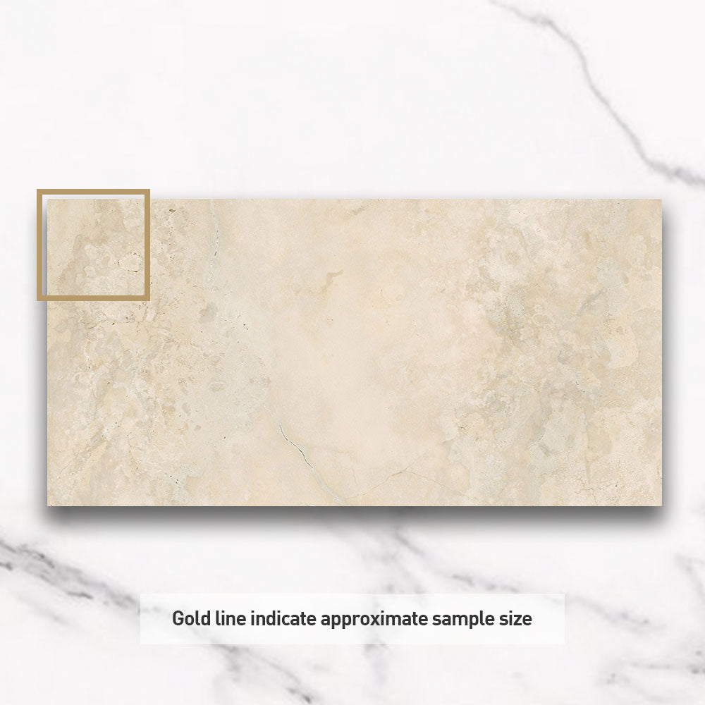 Polished Porcelain Tiles 300x600mm Cantabria Sand - Travertine Look Ceramic Floor & Wall Tiles for Bathroom, Kitchen & Living Room Decor