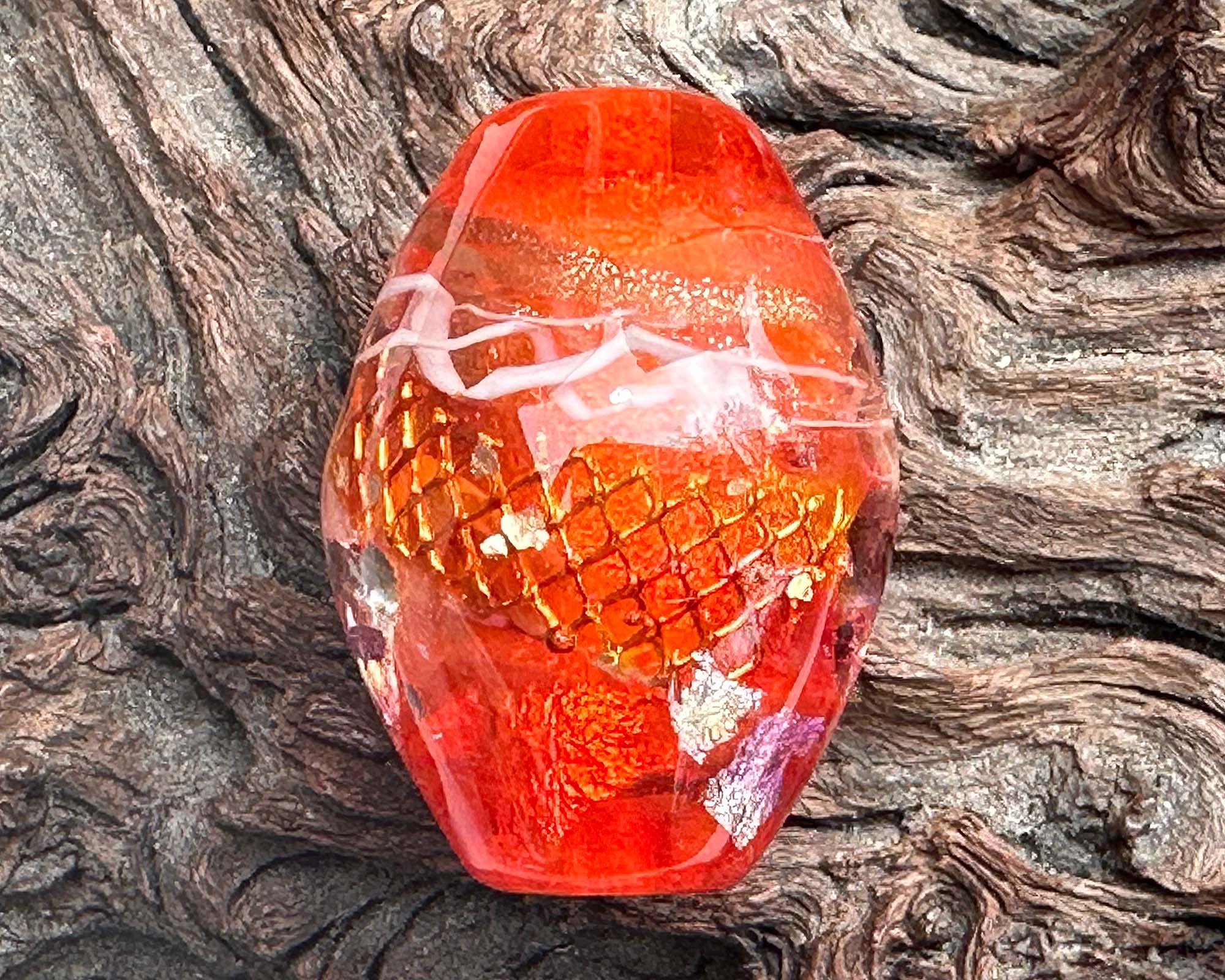 Handmade Orange Treasure Lampwork Glass Focal Bead for Jewelry Making - Perfect for Necklaces, Bracelets & DIY Craft Projects