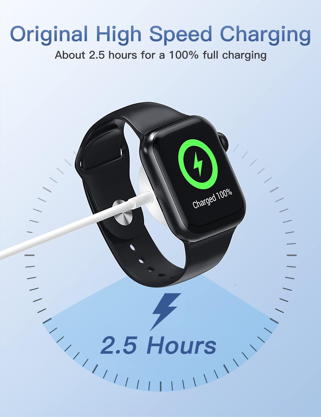 Marchpower Fast Magnetic Wireless Charger for Apple Watch Series SE/7/6/5/4/3/2/1 - Portable 1M Charging Cable Compatible with iPhone - Perfect for Travel, Office and Nightstand Charging