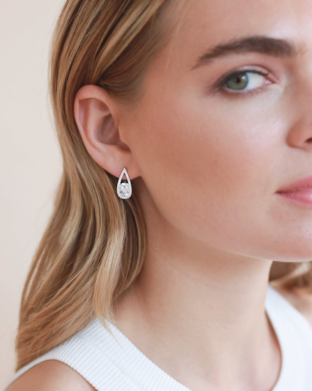 Marlowe CZ Teardrop Stud Earrings - Sparkling Cubic Zirconia Dangle Earrings for Women, Perfect for Weddings, Parties & Everyday Elegance