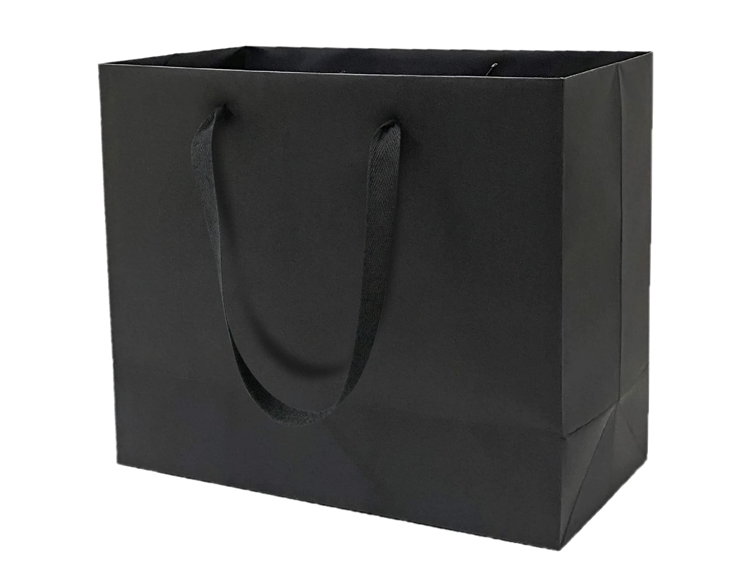 HUAPRINT 30 Pack Black Paper Gift Bags with Ribbon Handles - 13x5x10 Inch Bulk Shopping Bags for Retail, Wedding Favors, Party Supplies & Merchandise Packaging | Perfect for Clothing Gifts, Lunch Bags & Business Branding