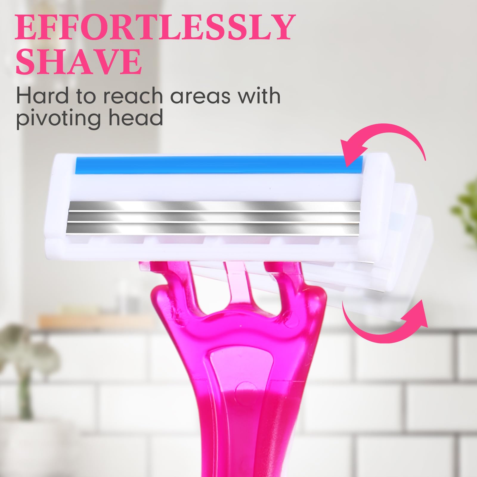 24 Pack Women's Sensitive Disposable Razors - 3 Blade Shavers for Smooth Skin & Bikini Area | Travel-Friendly Purple & White Razor Set | Perfect for Travel, Gym & Personal Grooming