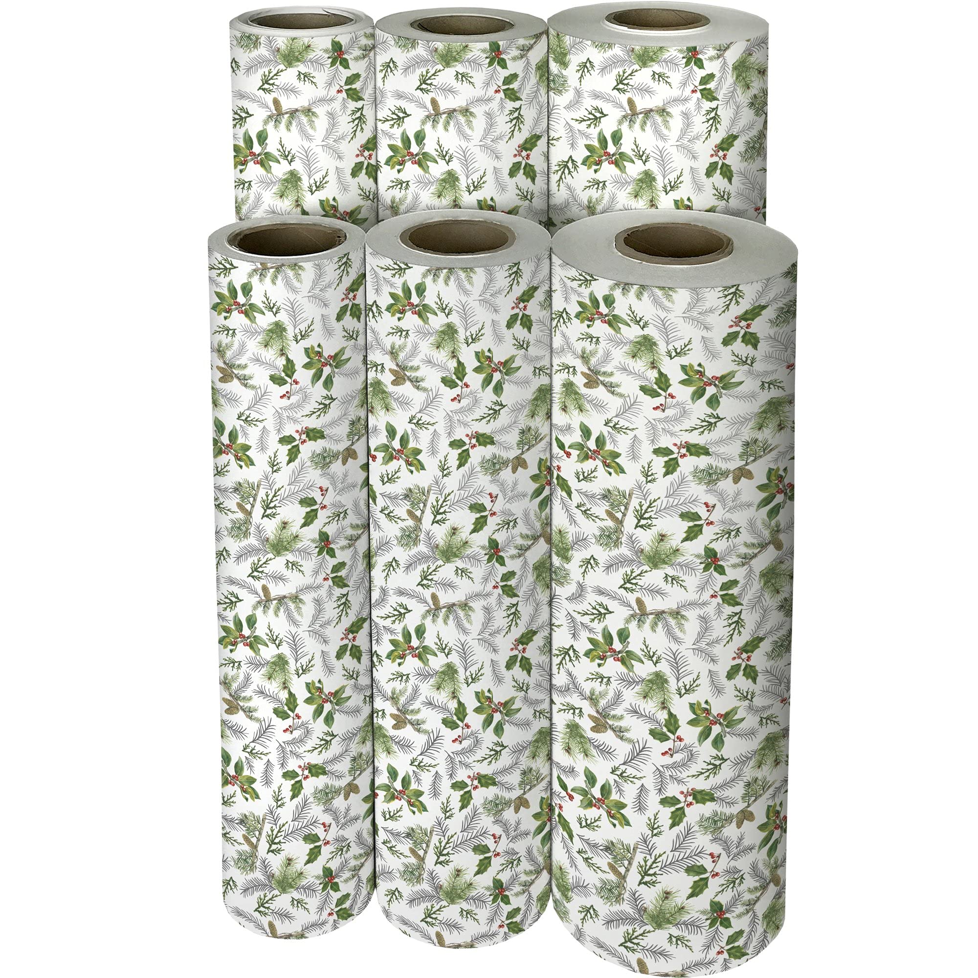 Jillson Roberts Bulk Wrapping Paper - Glistening Pine Holiday Gift Wrap, 417 Feet x 30 Inches (1/2 Ream) - Perfect for Christmas, Birthdays & Party Gift Wrapping