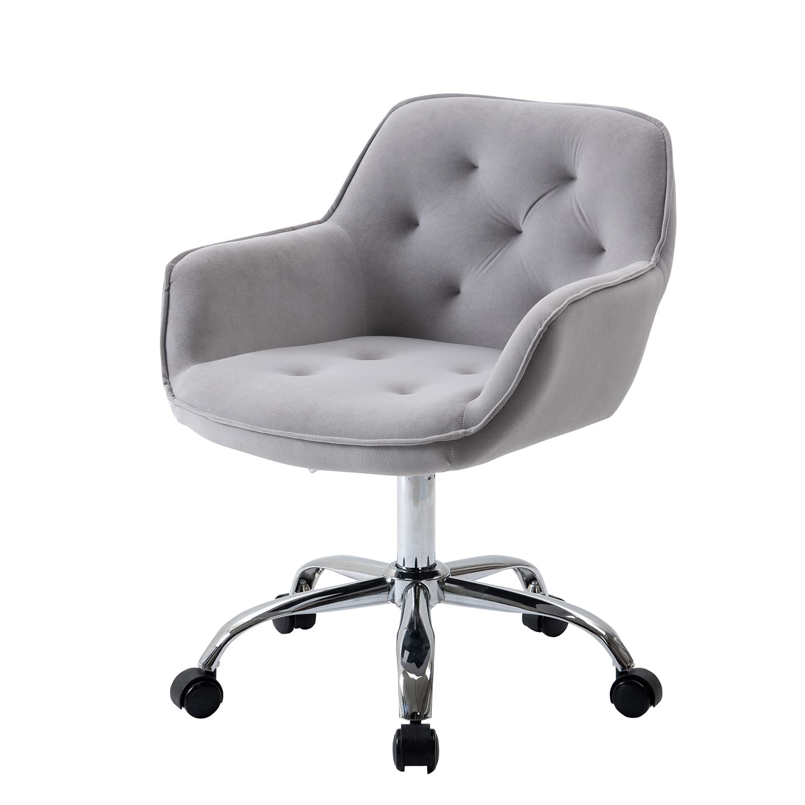 MTFY Modern Velvet Desk Chair - Ergonomic Home Office Chair with 360° Swivel & Metal Legs, Upholstered Computer Chair for Women, Girls - Perfect for Living Room, Bedroom, Office & Vanity Areas