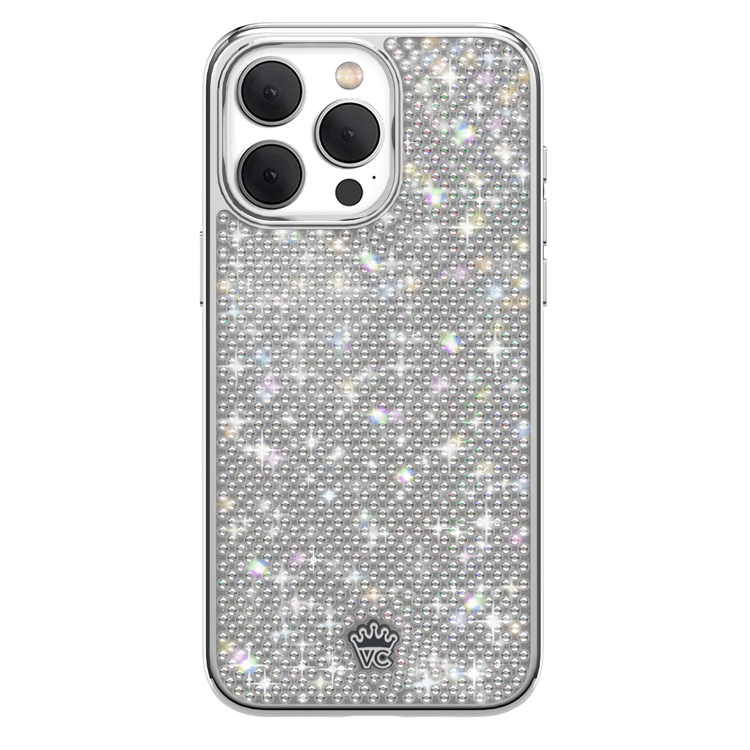Luxury Chrome Caviar Crystals iPhone Case - Elegant Protective Cover for iPhone 13/14/15 Pro Max - Sparkling Rhinestone Design for Women & Girls - Perfect for Parties, Weddings & Special Occasions