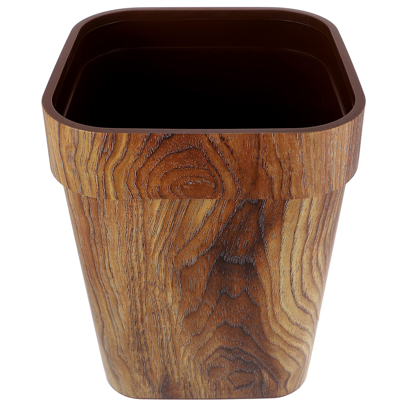 13 Gallon Wood Grain Trash Can - Lidless Waste Basket for Kitchen, Bathroom & Office - Eco-Friendly Wood Look Garbage Bin (11.99x9.43x9.43 Inches) - Perfect for Home, Office & Commercial Spaces