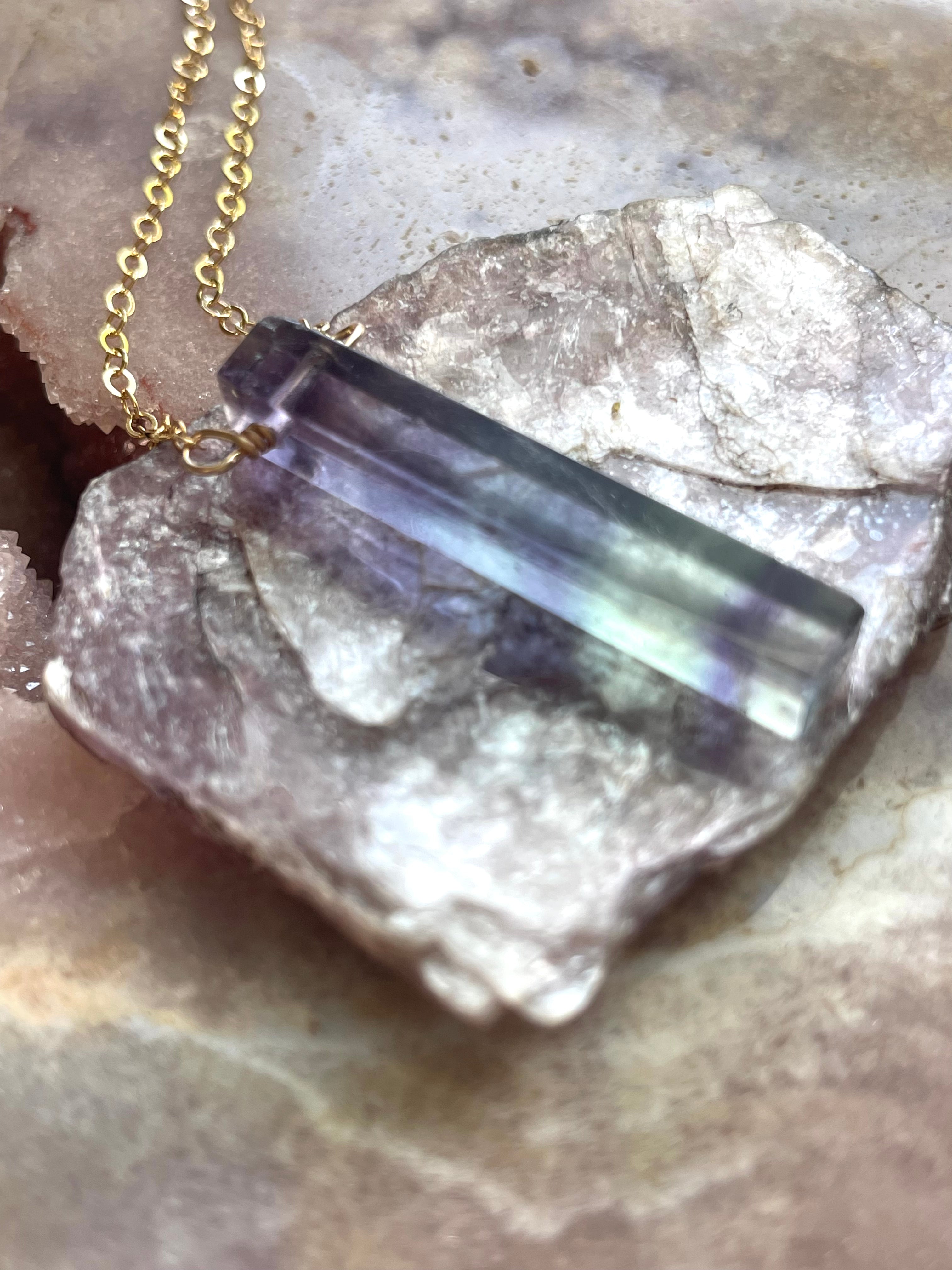 Natural Fluorite Crystal Pendant Necklace for Women – Healing Stone Jewelry for Energy Balance & Stress Relief | Perfect for Meditation, Yoga & Spiritual Gifts