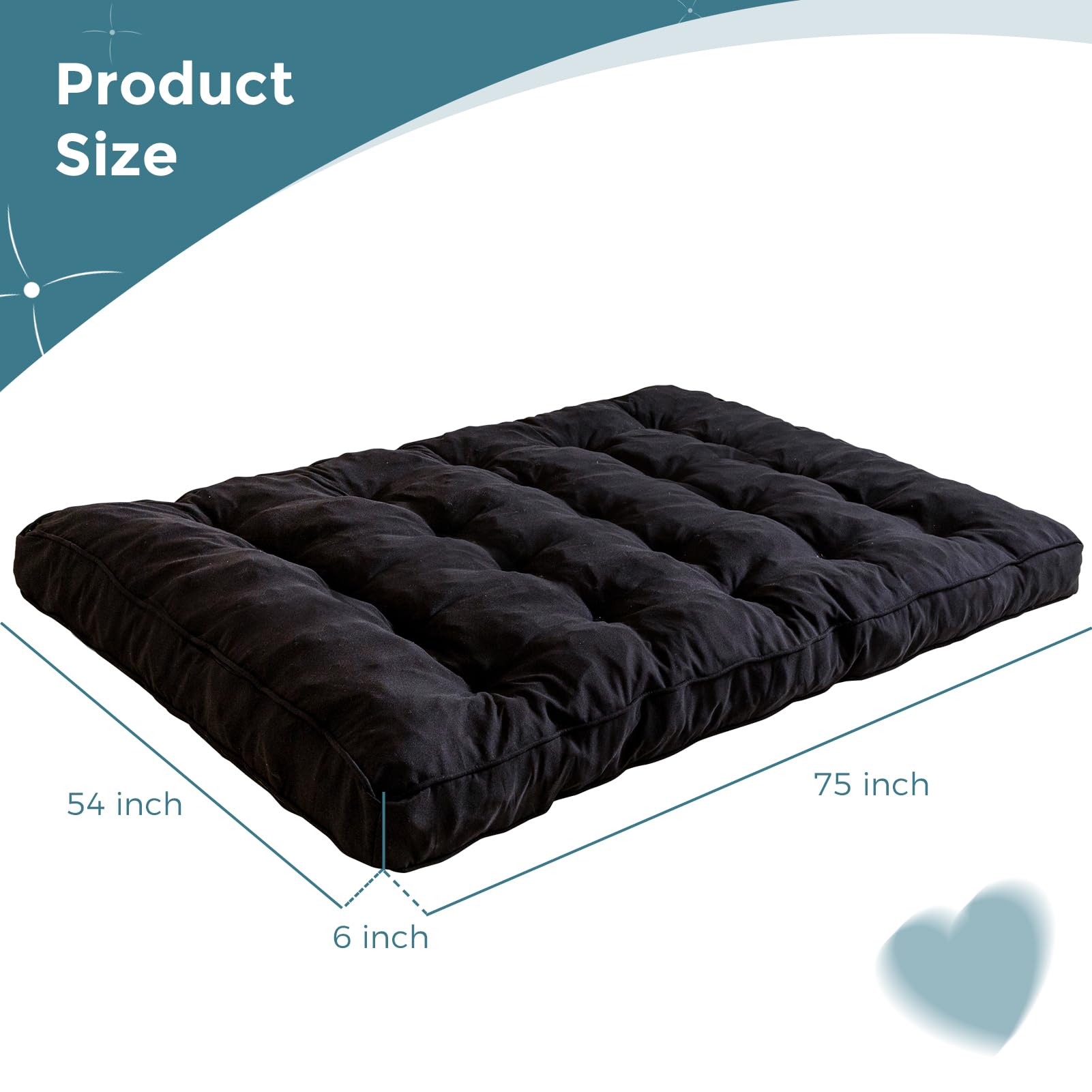 YOSHOOT 6 Inch Full Size Futon Mattress - Thick Sofa Bed & Floor Mattress for Adults with Shredded Foam Filling - Medium Firm Support (54