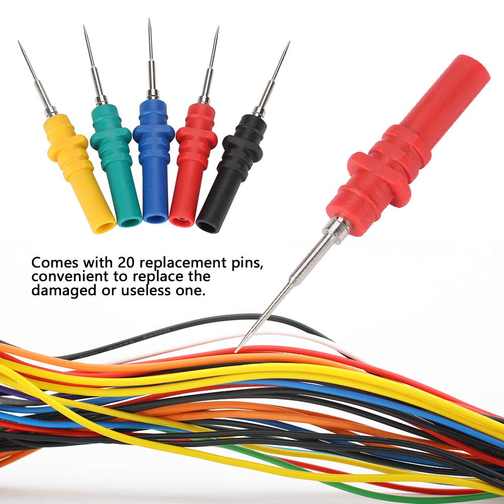 Akozon HT307A Insulation Wire Piercing Probes - 20pcs Automotive Oscilloscope Acupuncture Probe Pins Set for Diagnosis, Testing & Repair | Perfect for Car Electrical System Maintenance & Circuit Board Troubleshooting